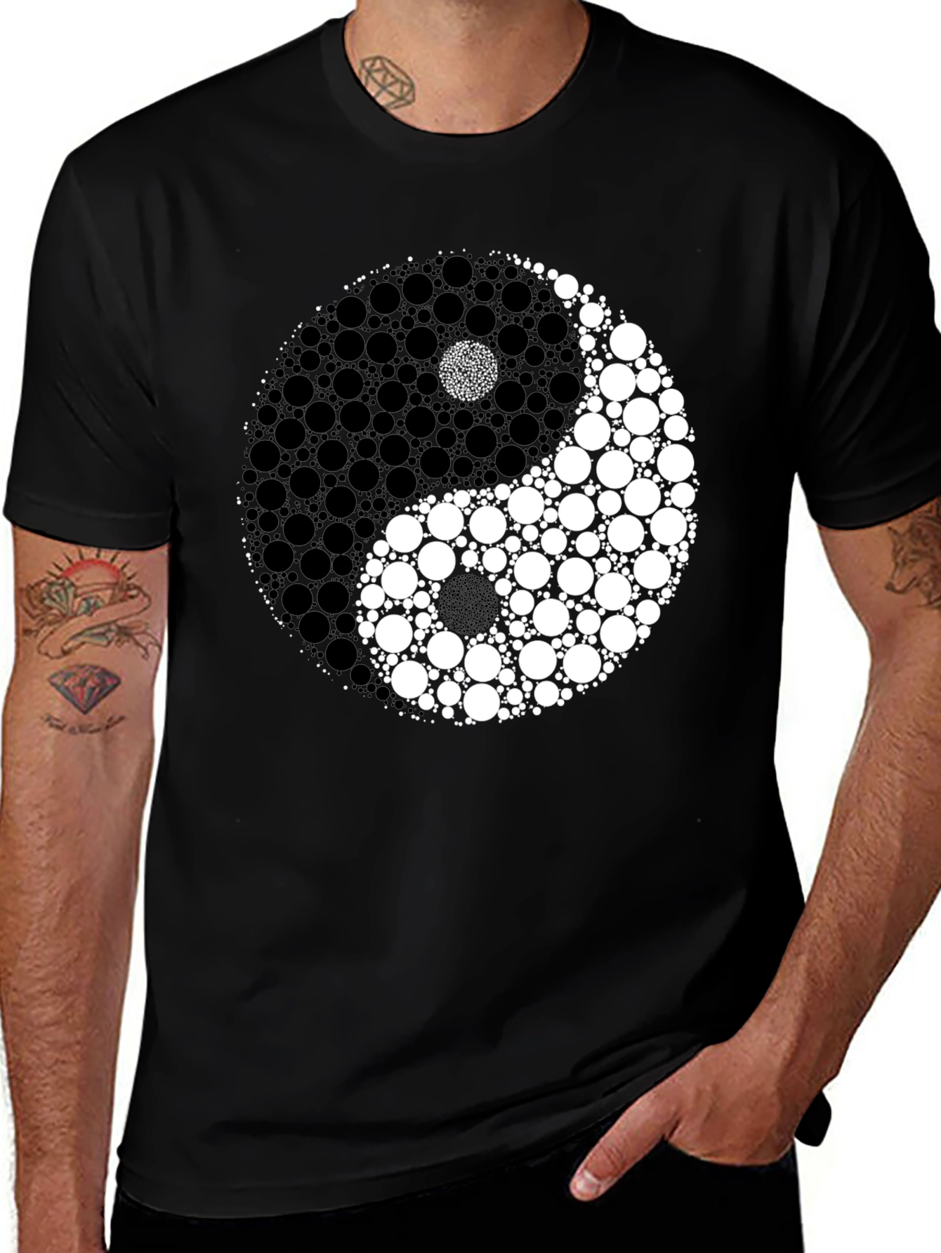 Yin Yang Circle Graphic Black T-Shirt