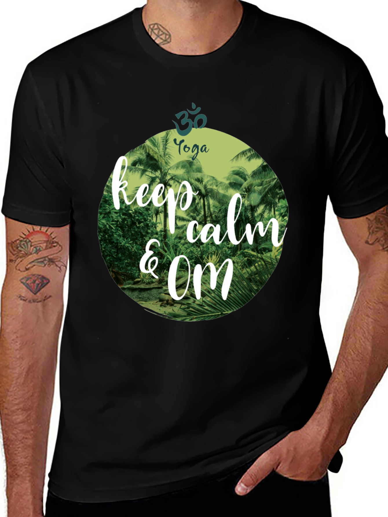 Keep Calm & Om Yoga T-Shirt - Relaxed Style