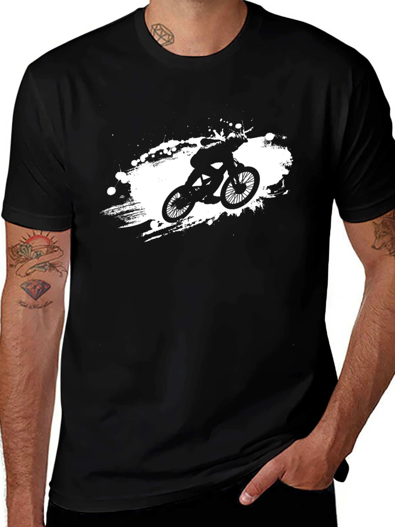 Variant 23 of Cool Biker Graphic Tee - Black Cotton T-Shirt