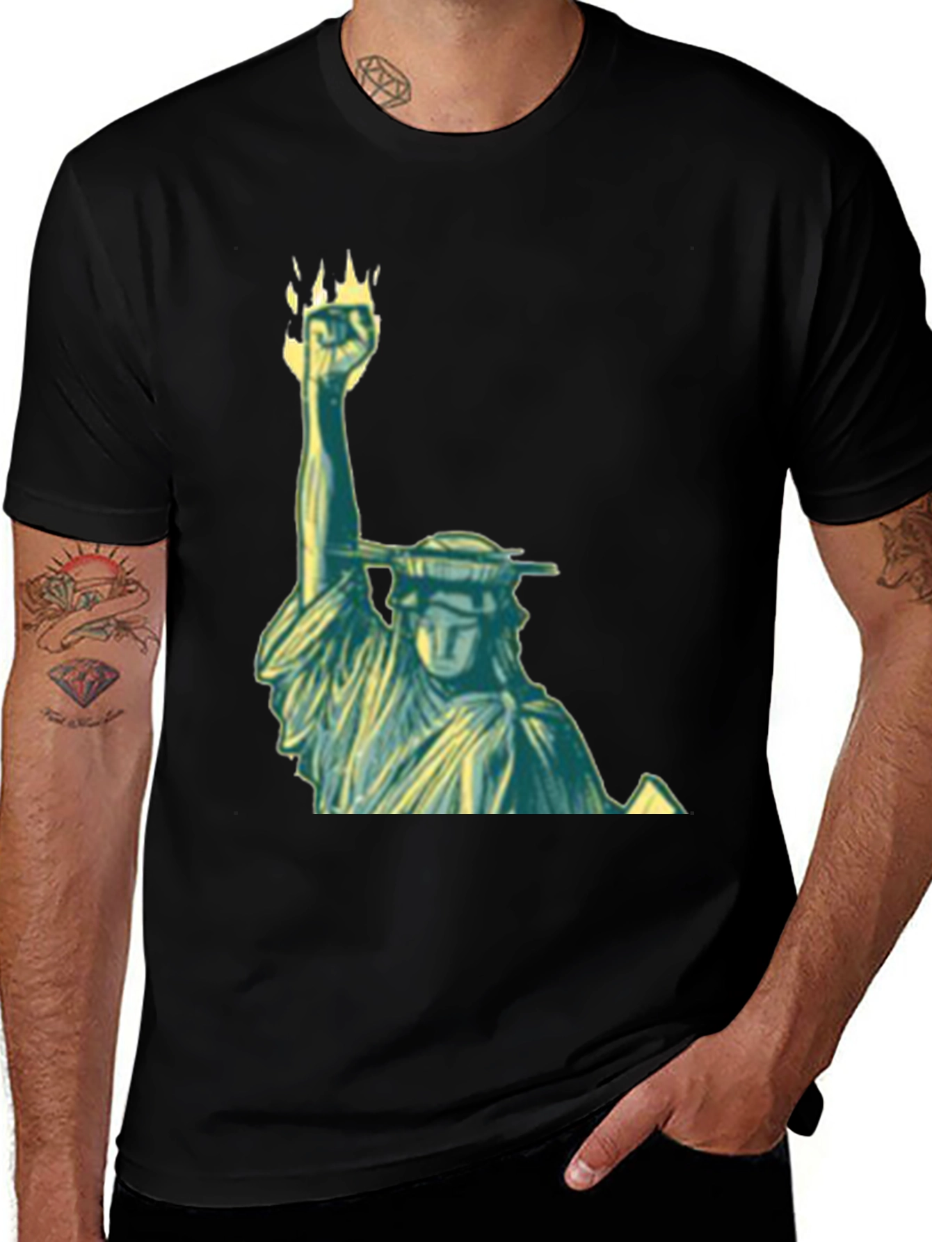 Variant 13 of Statue of Liberty Graphic Black T-Shirt