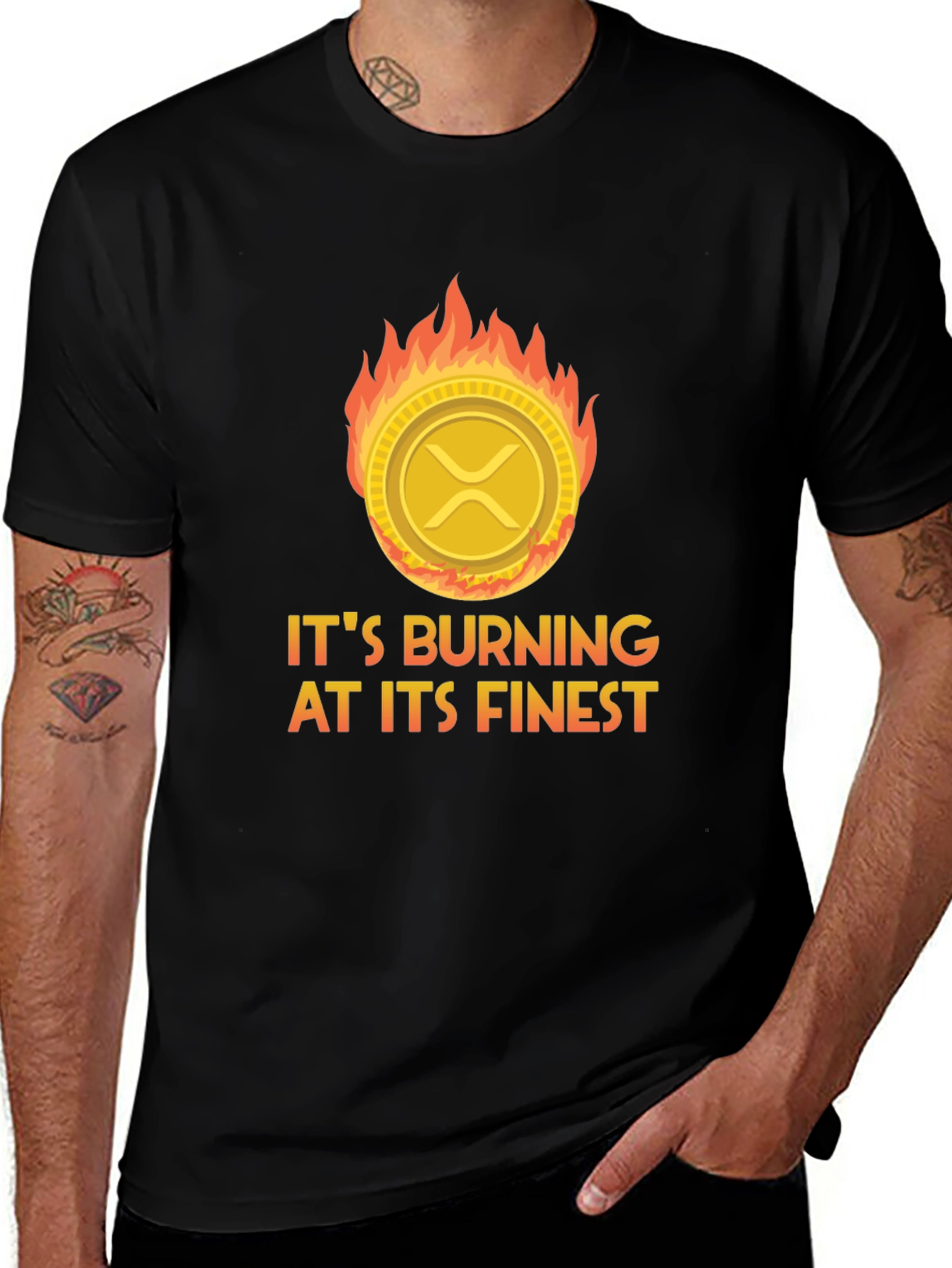 Variant 21 of Burning Crypto T-Shirt: XRP Burning at its Finest