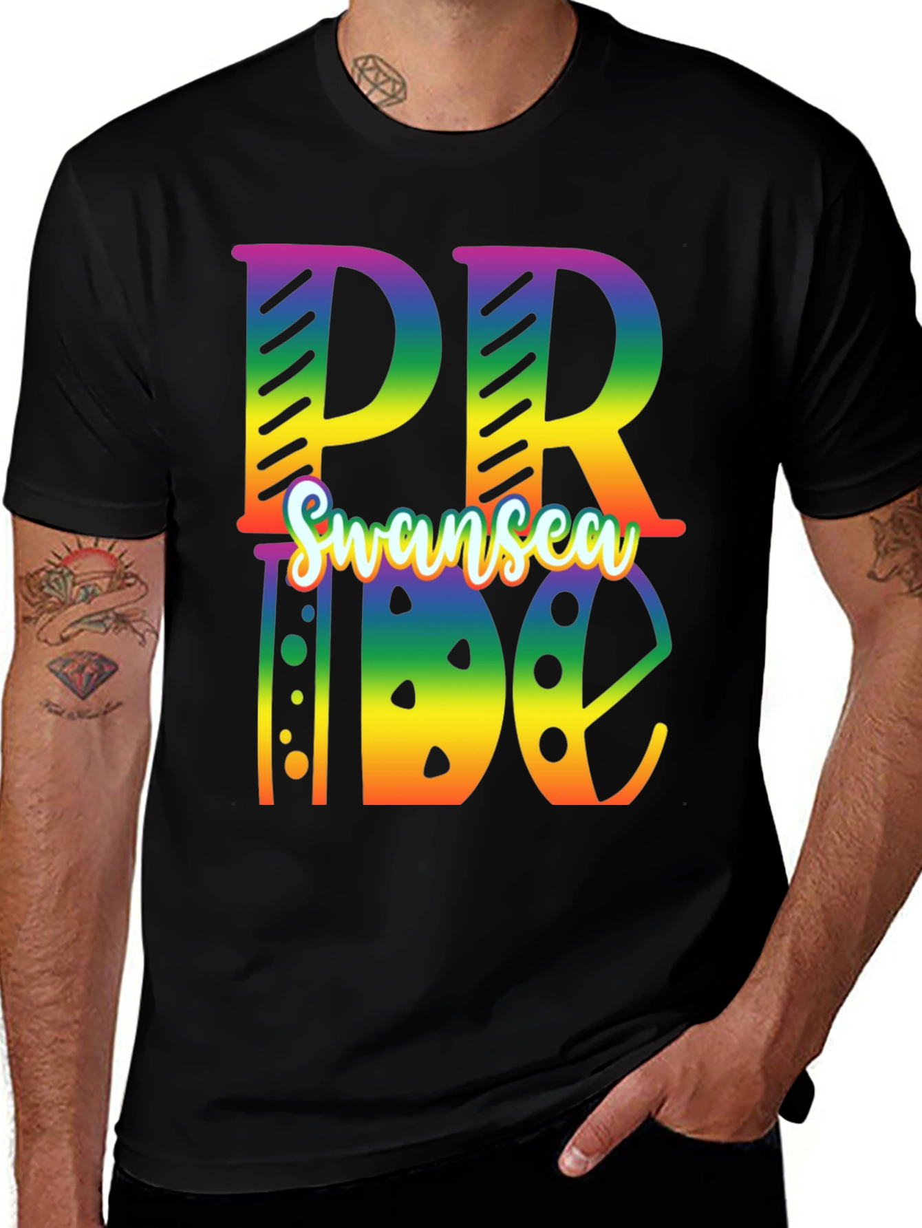Swansea Pride T-Shirt - Rainbow Design