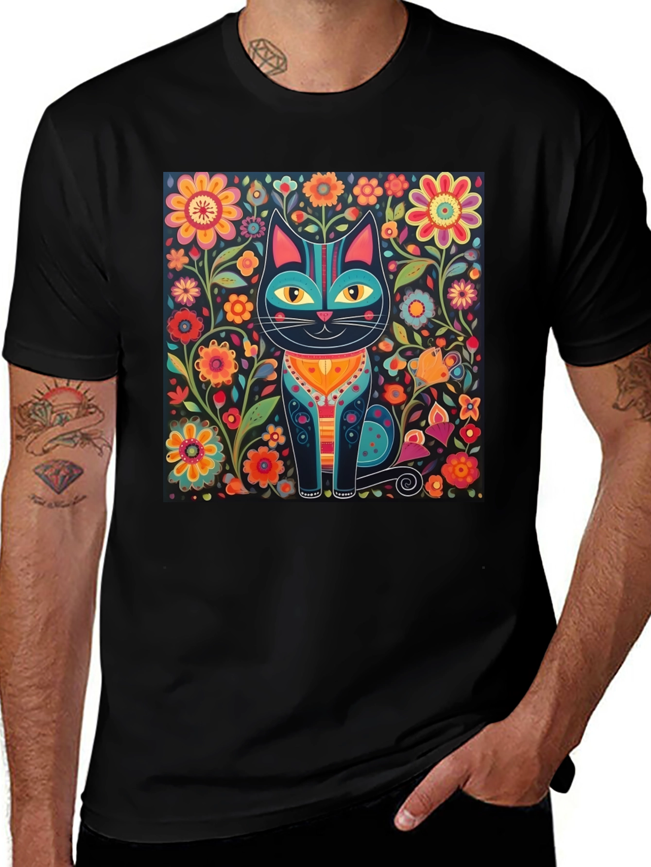 Variant 22 of Floral Cat T-Shirt - Unique Graphic Tee