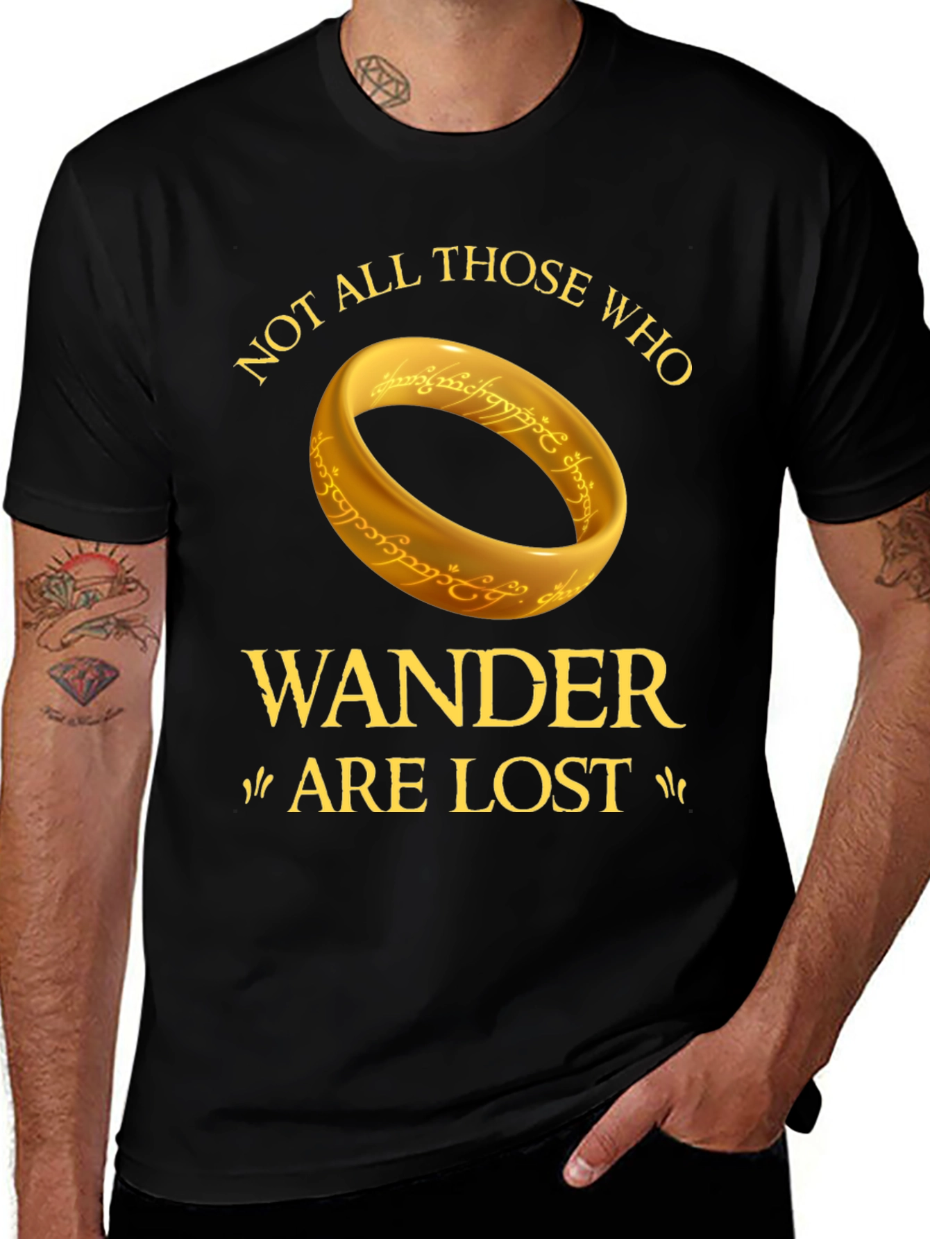 Variant 23 of Not All Those Who Wander T-Shirt - Ring Design