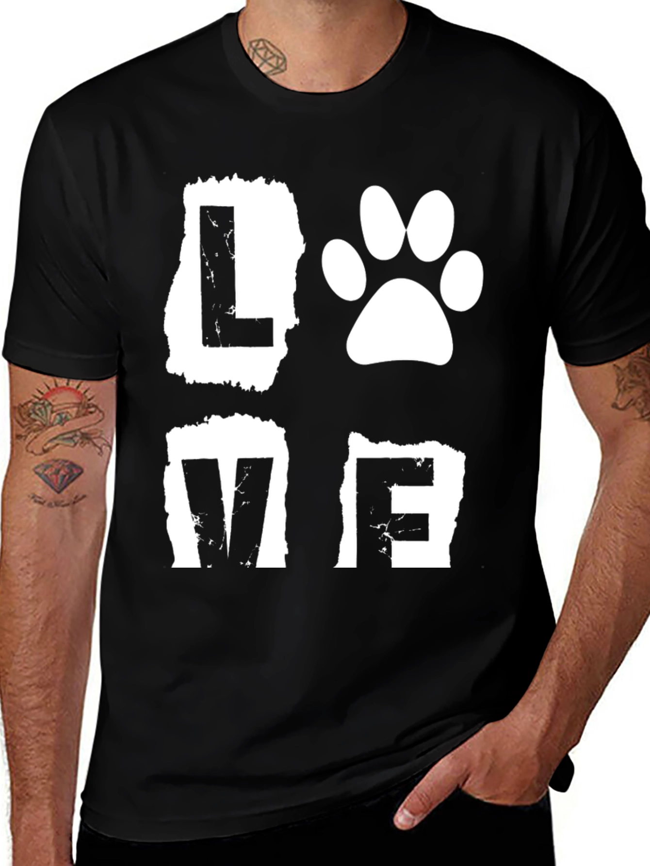 Variant 4 of Love Paw Print Graphic Black T-Shirt