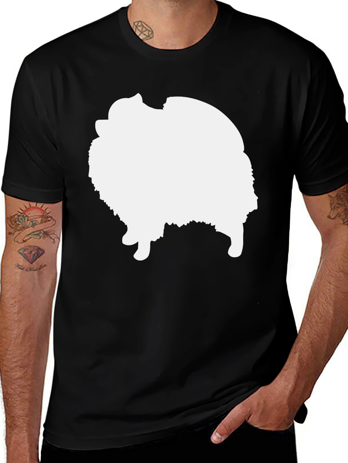 Variant 14 of Dog Silhouette Graphic Tee - Black Cotton Blend Shirt