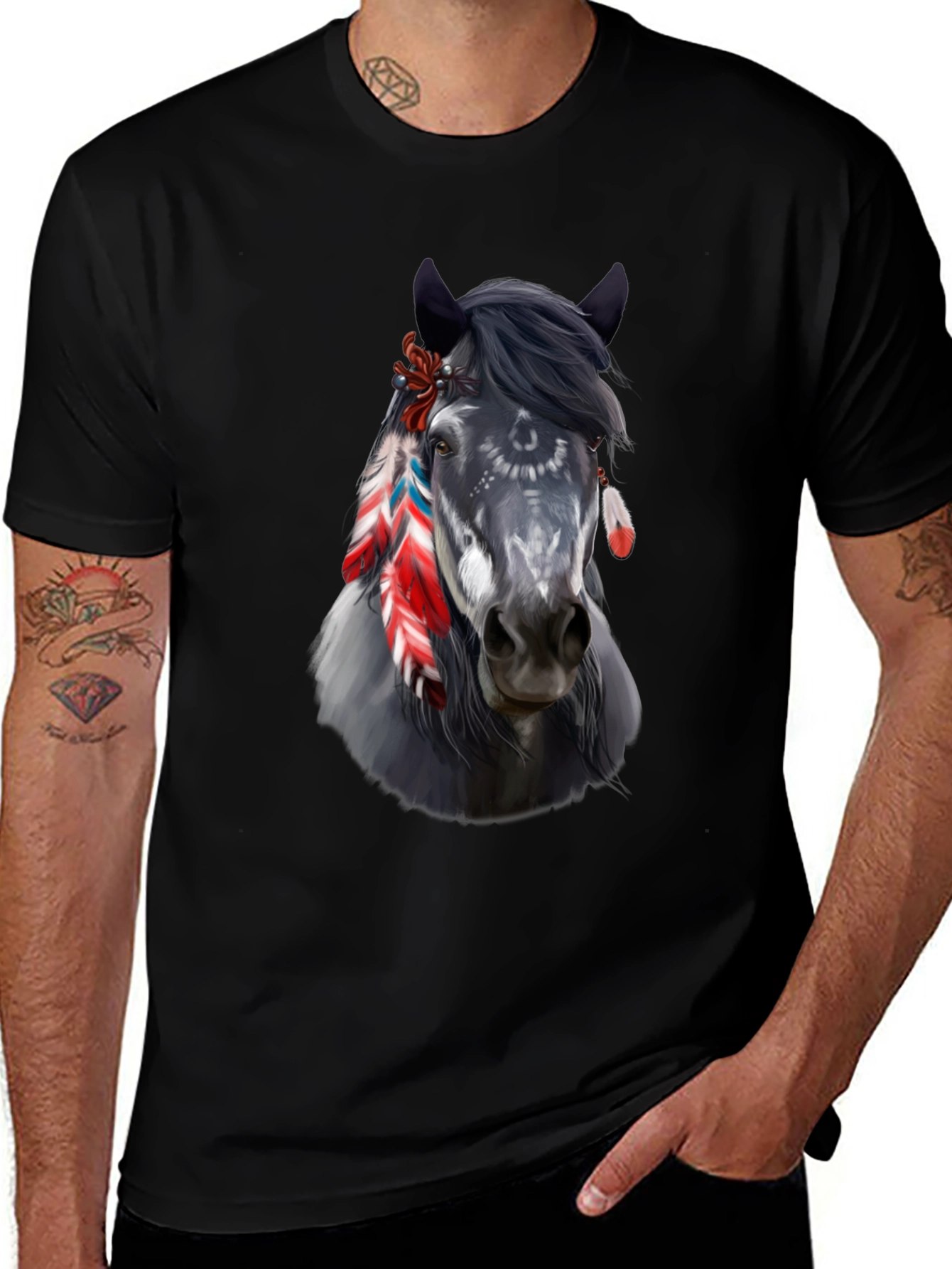 Variant 12 of Horse T-Shirt: Native American Style
