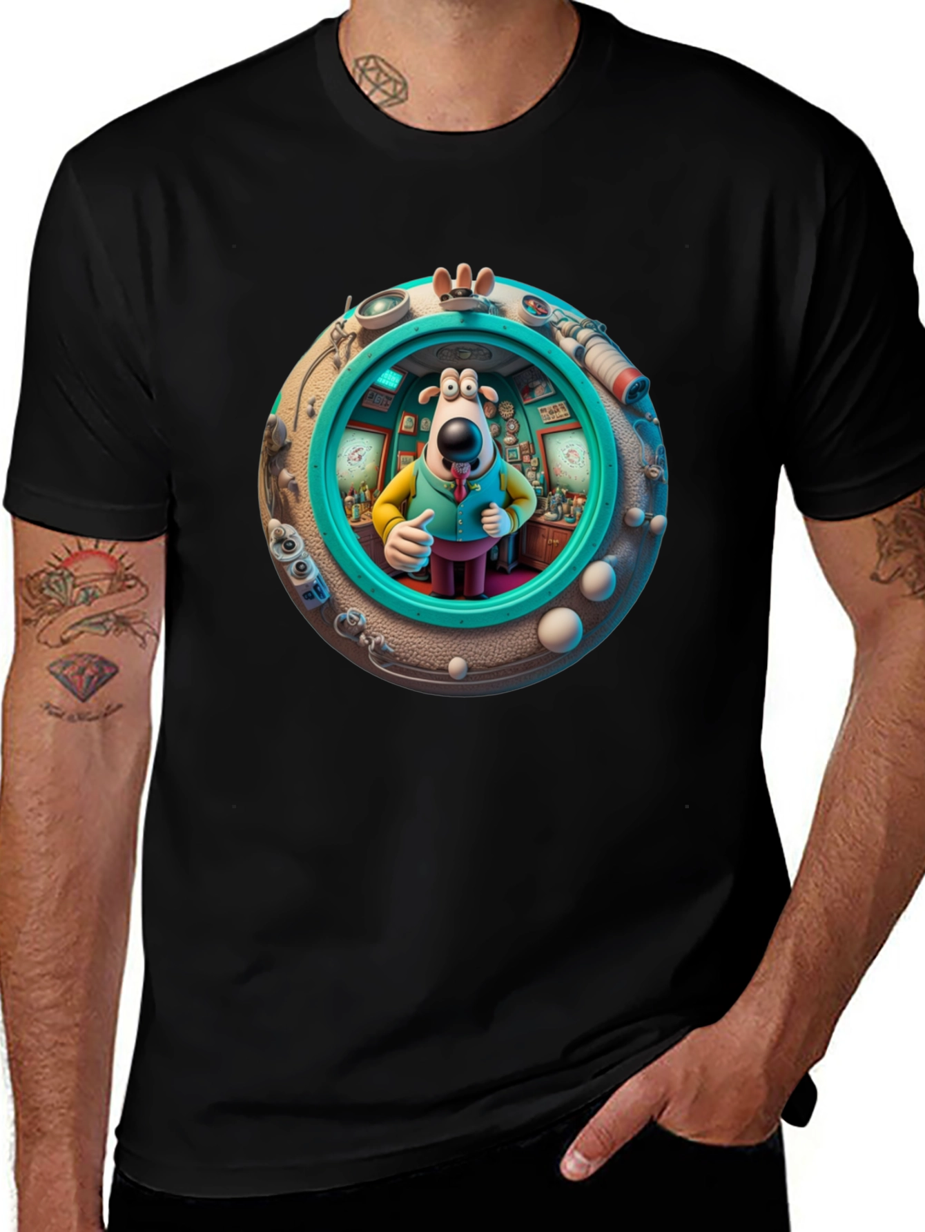 Variant 3 of Cartoon Dog Graphic T-Shirt
