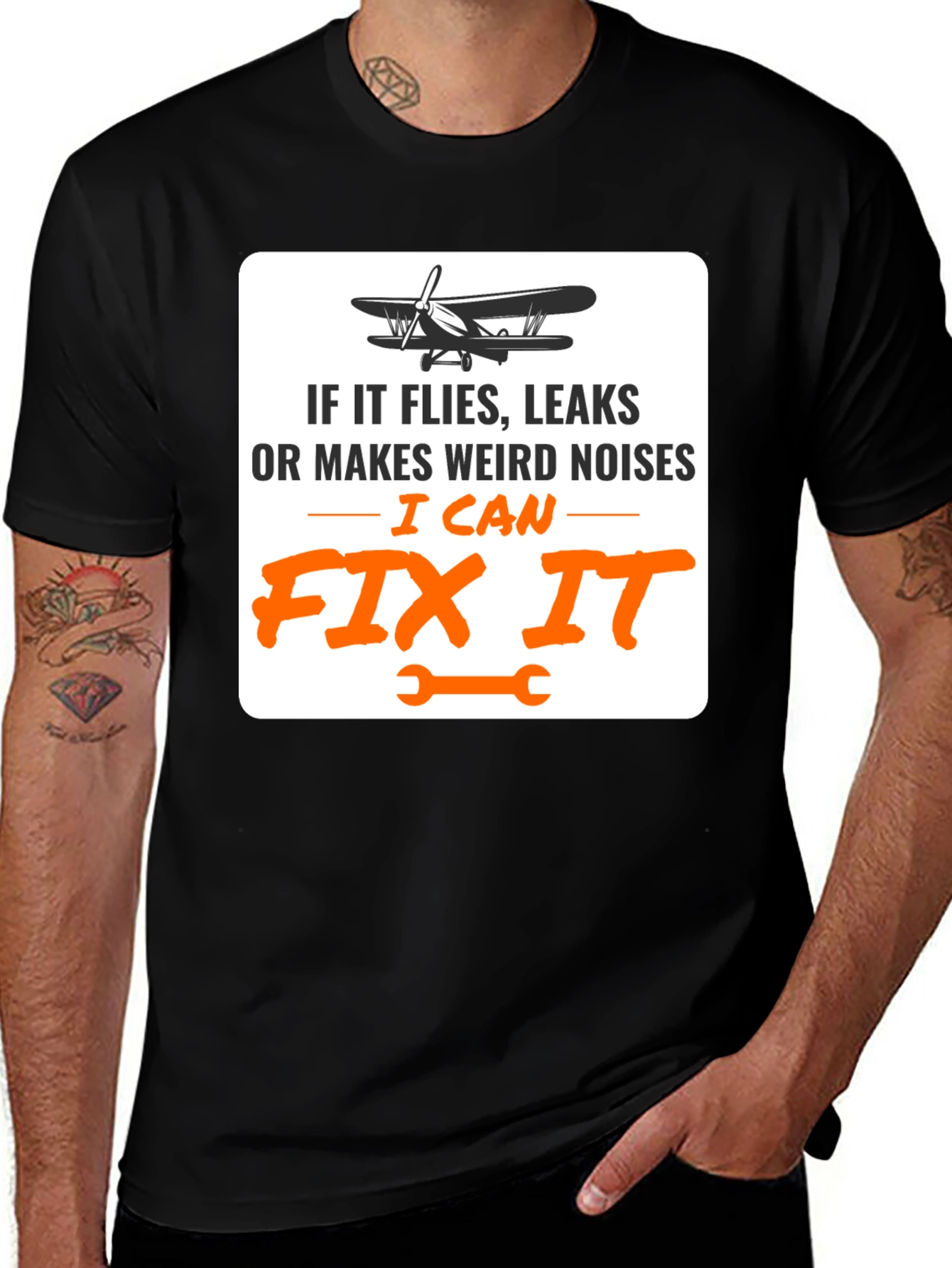 Variant 5 of If It Flies I Can Fix It Aviation T-Shirt