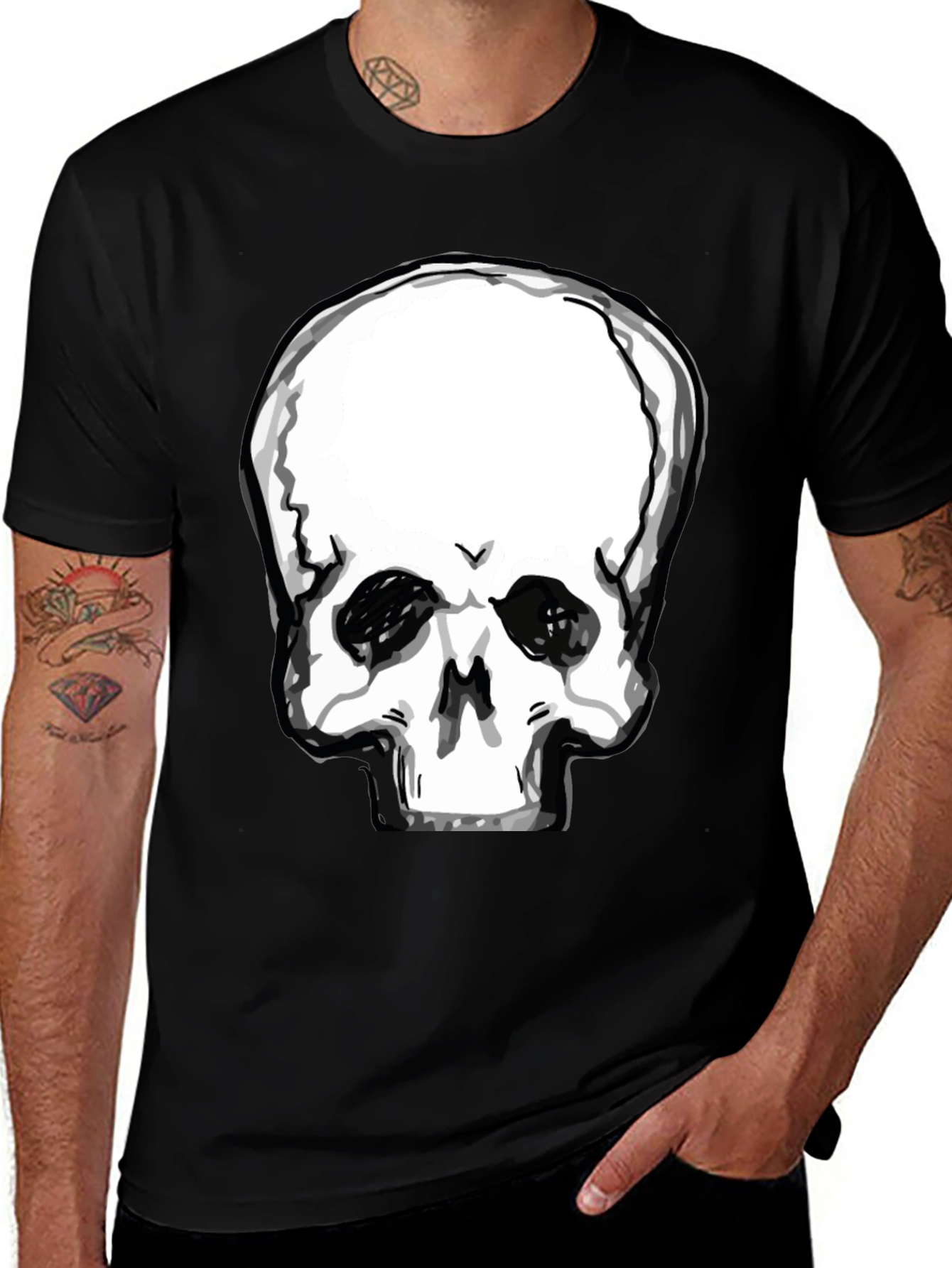 Variant 10 of Skull Graphic Black T-Shirt - Casual Style