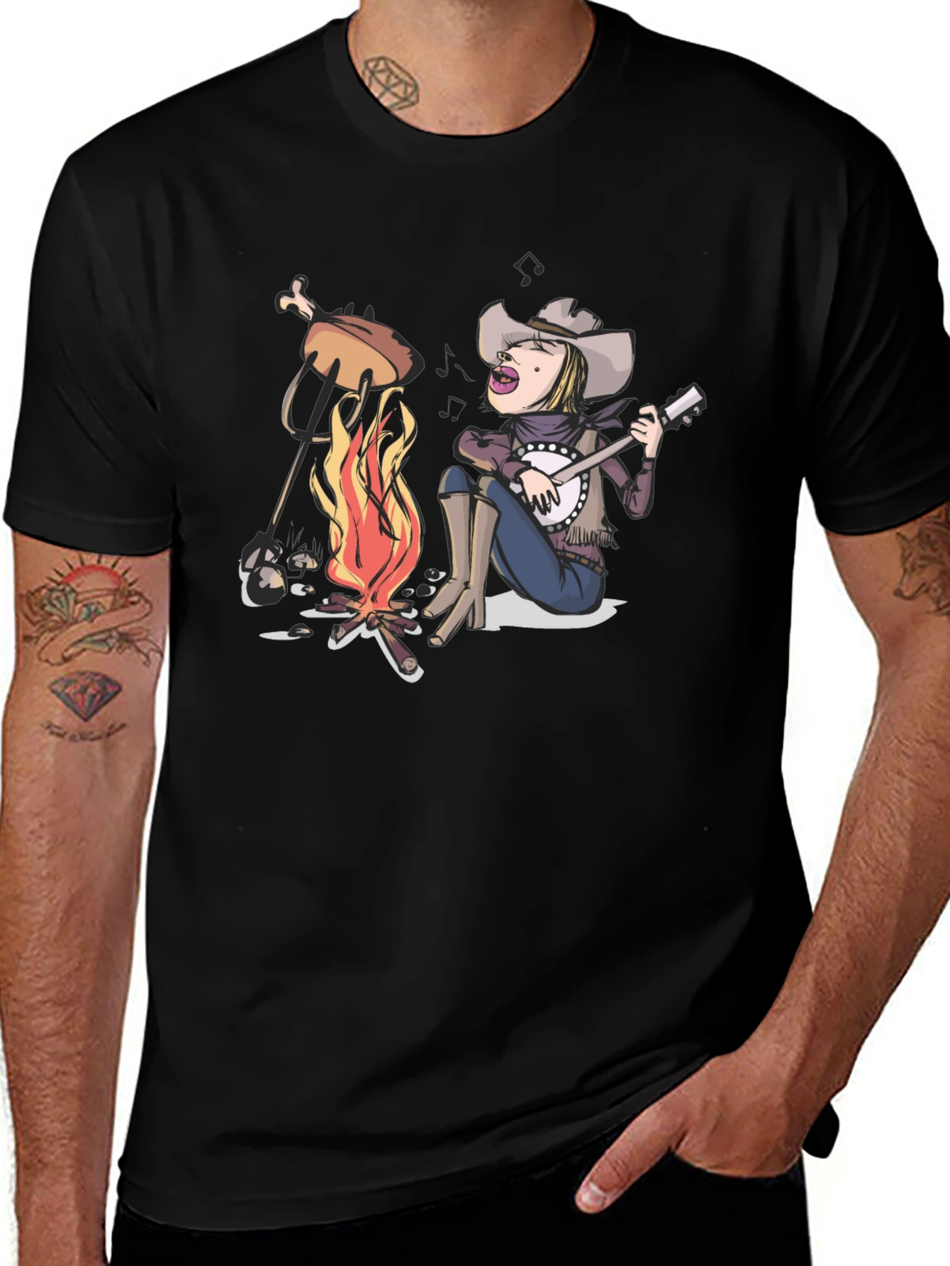 Variant 21 of Cowgirl Campfire Banjo T-Shirt
