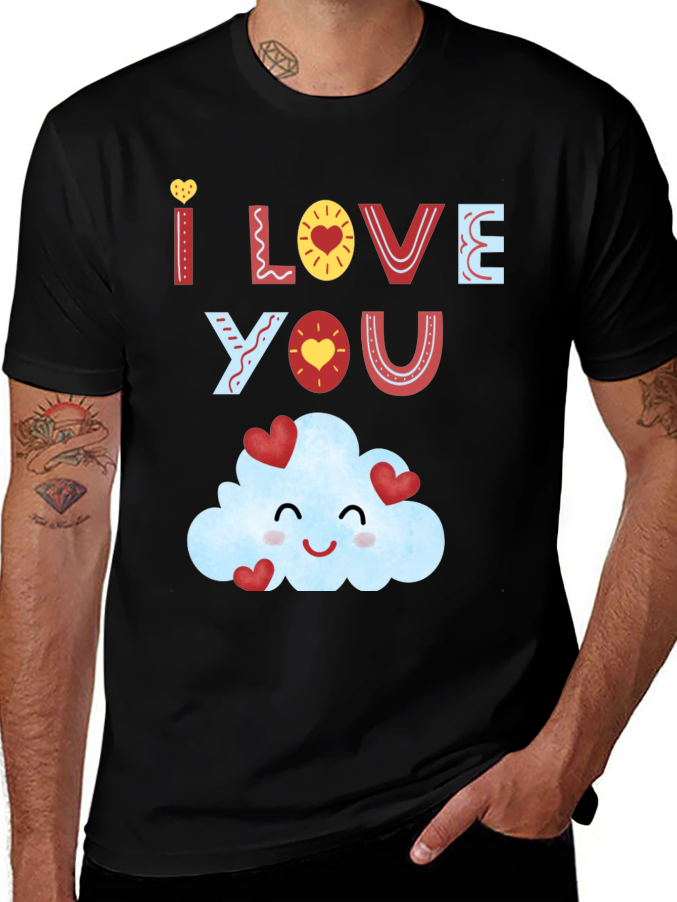 Variant 16 of I Love You Cloud T-Shirt - Men's Black Tee