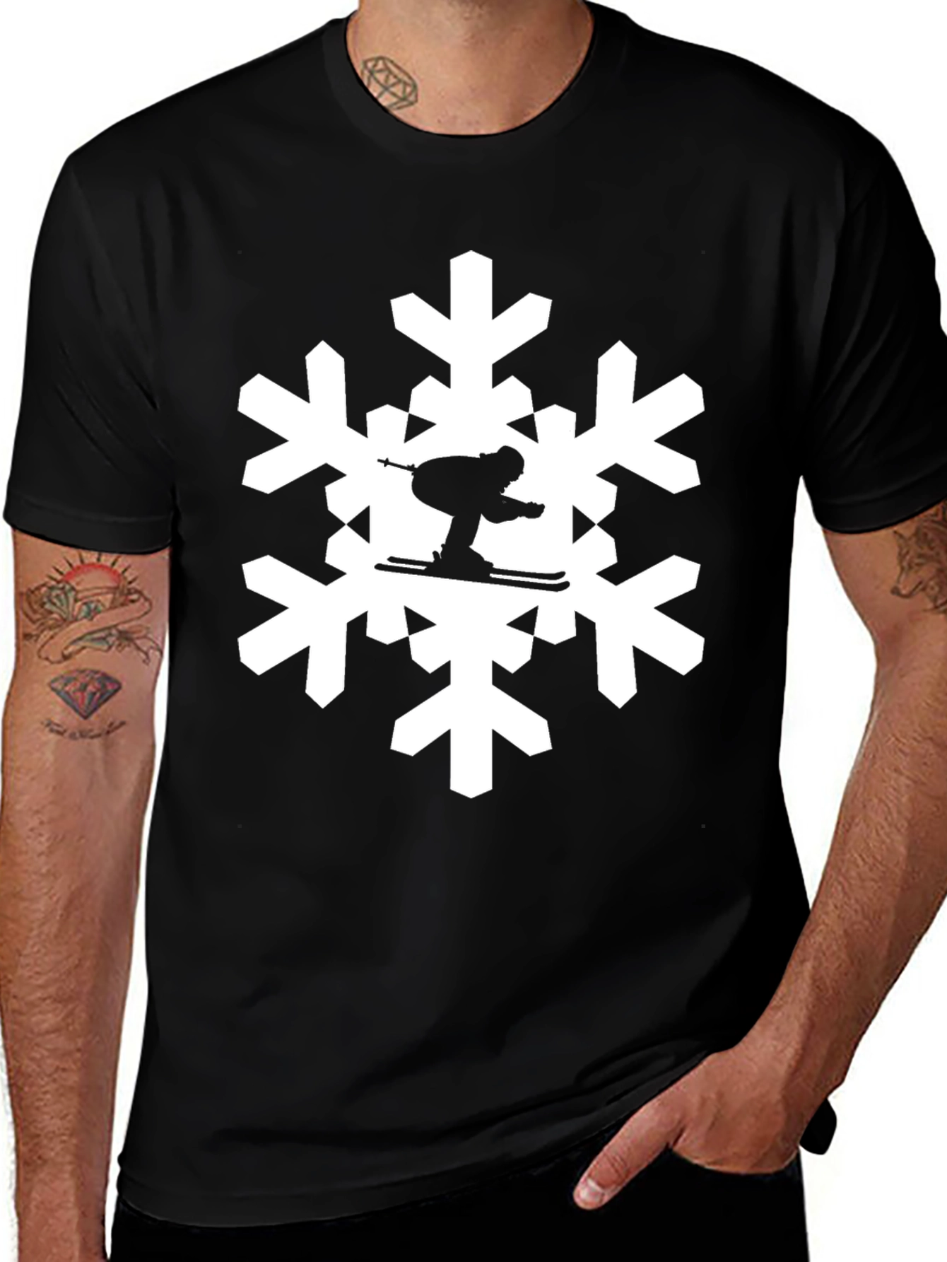 Variant 16 of Ski Snowflake Graphic T-Shirt - Winter Sport Tee