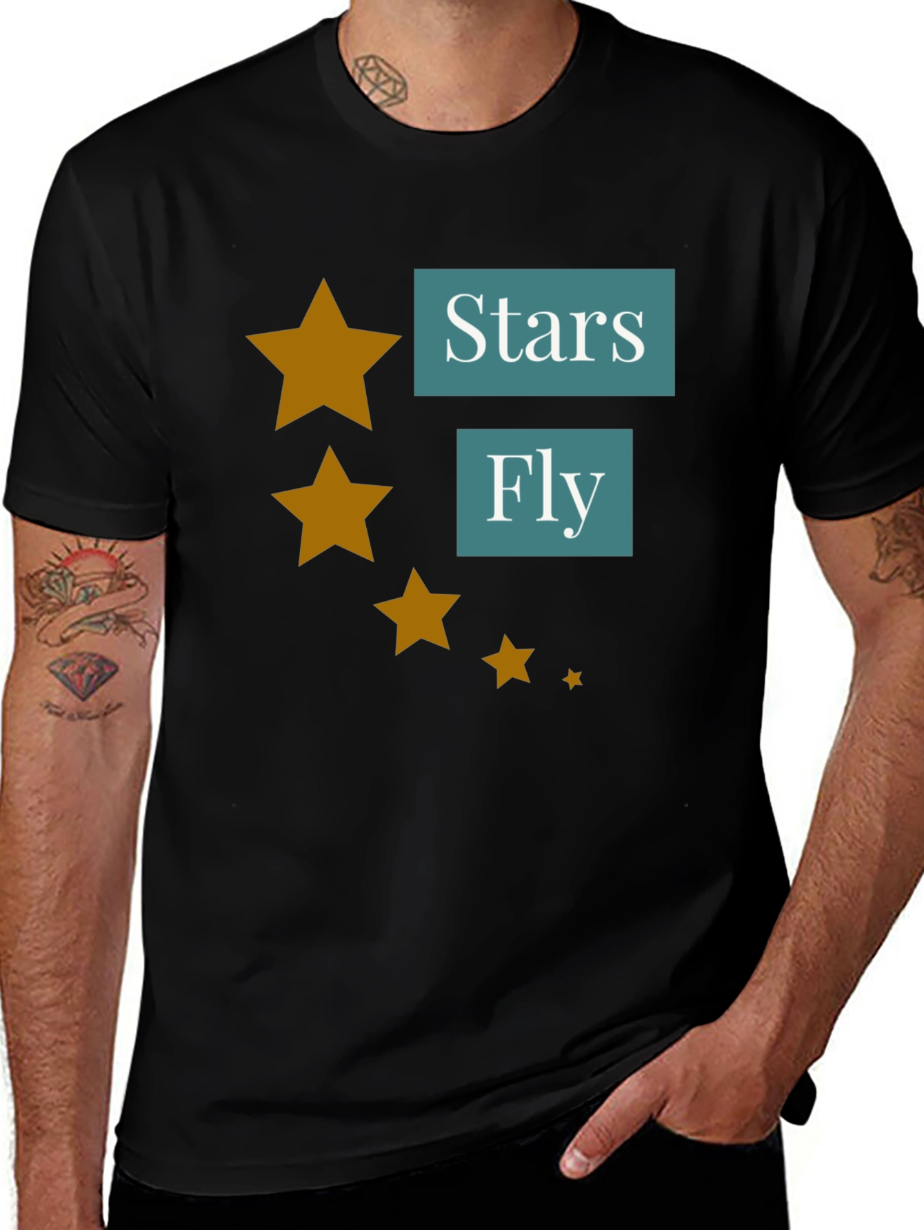 Variant 5 of Stars Fly T-Shirt - Casual Black Tee
