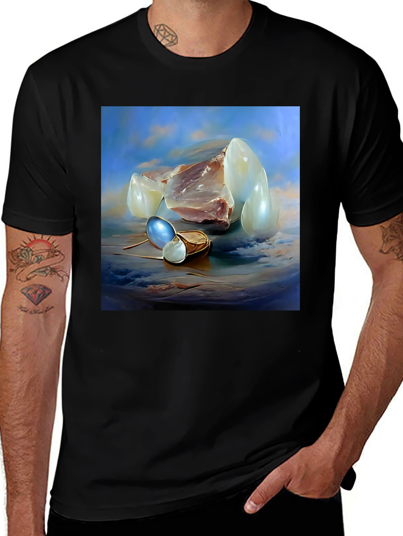 Variant 8 of Surrealist Pearl Still Life Black T-Shirt