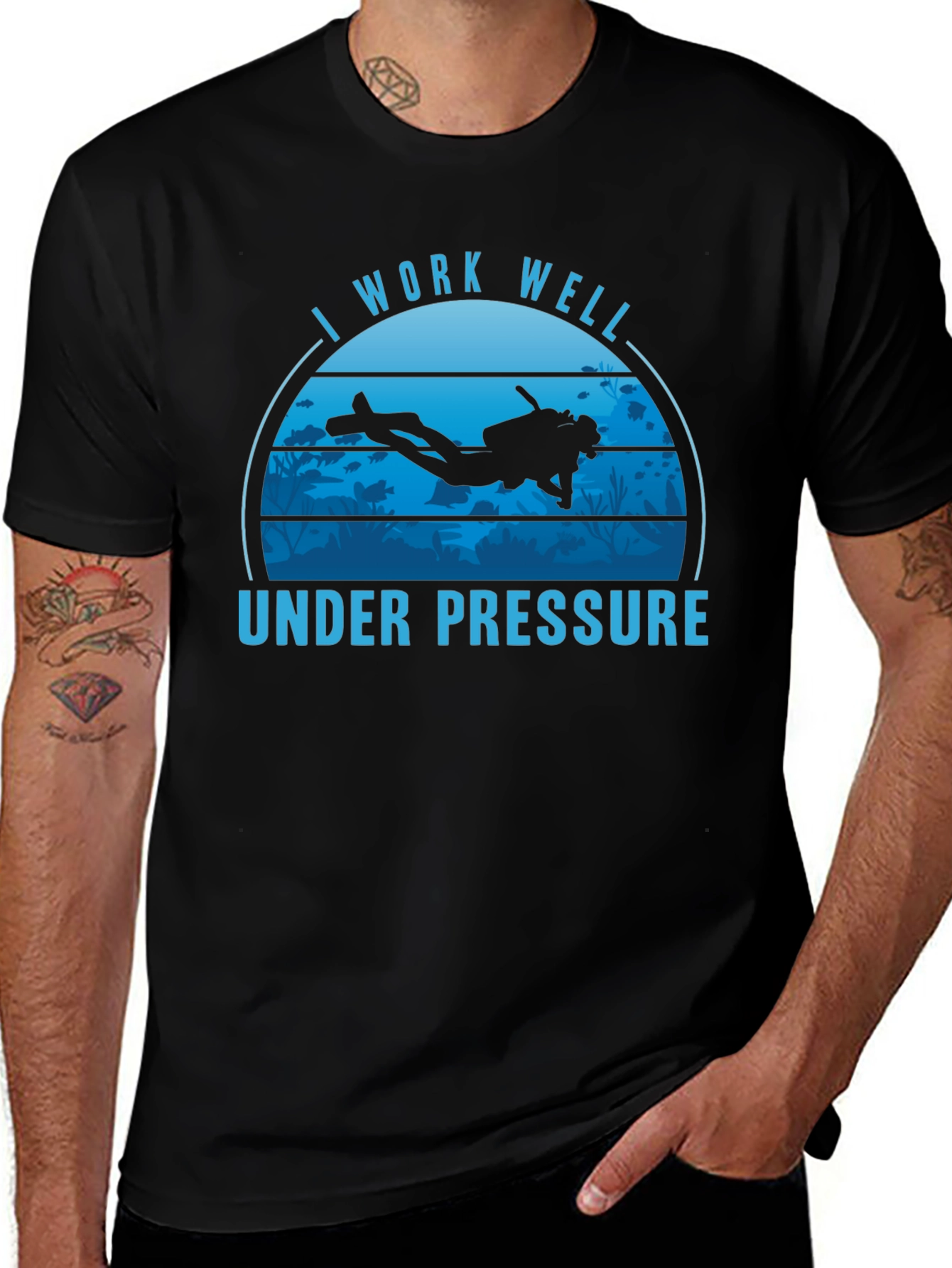 Variant 27 of I Work Well Under Pressure Scuba Diving T-Shirt
