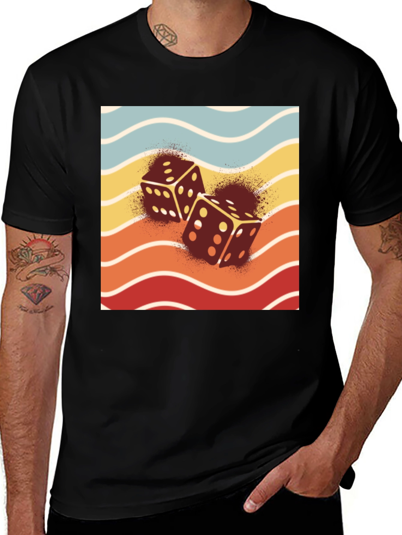 Variant 8 of Retro Dice Graphic Tee - Lucky Game Shirt