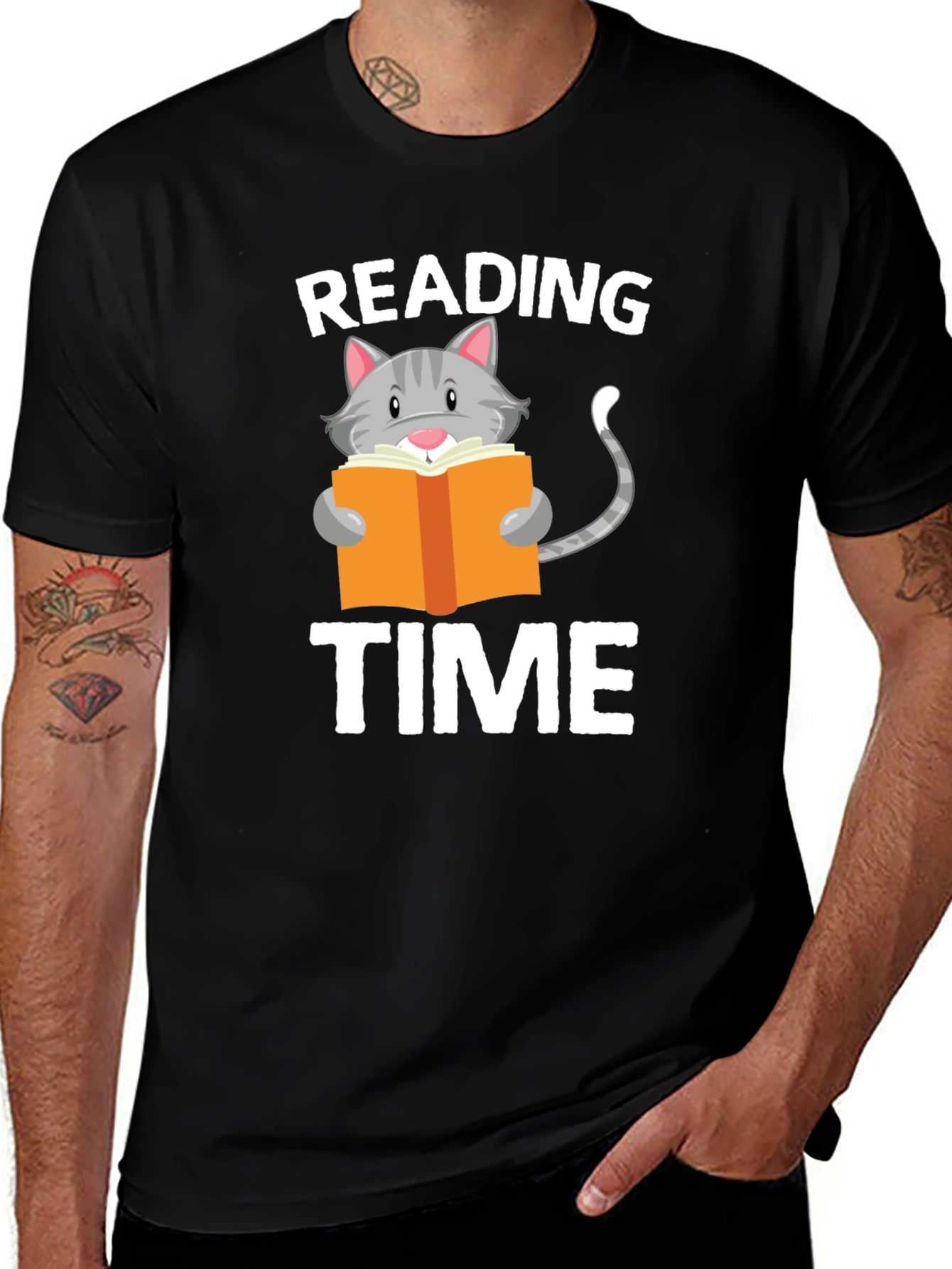 Variant 13 of Reading Time Cat Graphic T-Shirt - Unisex