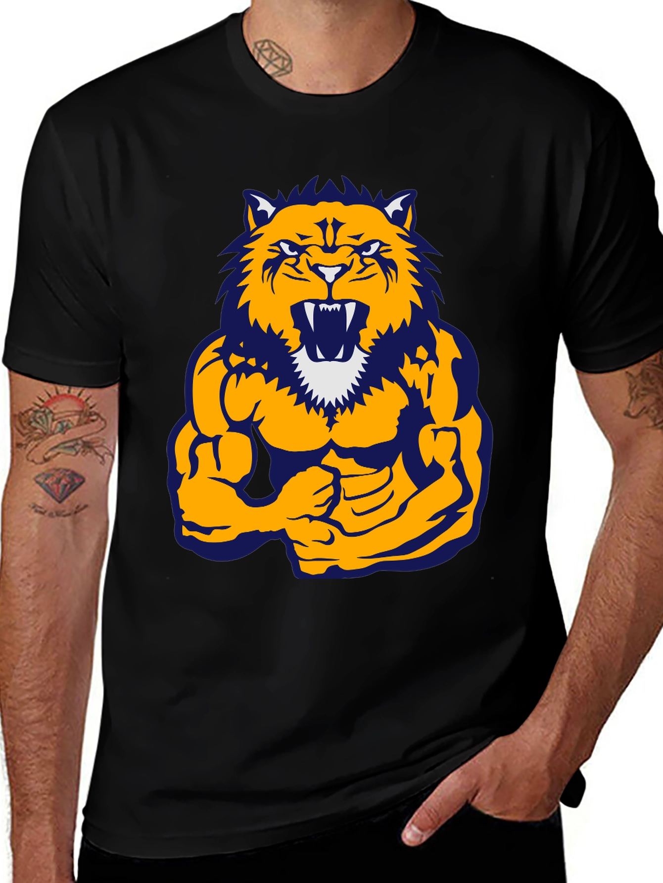 Variant 20 of Muscle Tiger Graphic Tee - Black