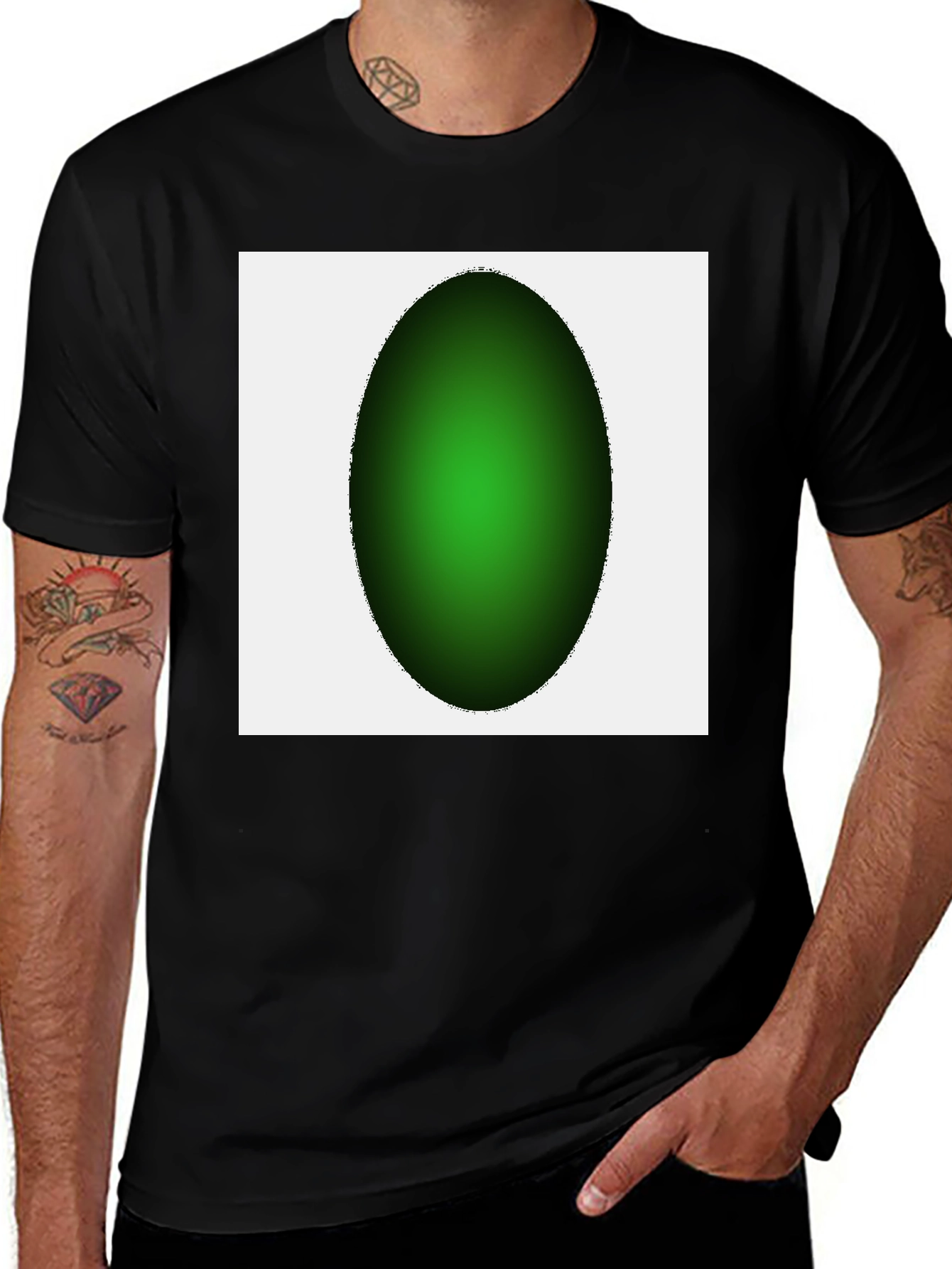 Variant 12 of Green Egg Graphic Tee - Black Cotton Blend Shirt