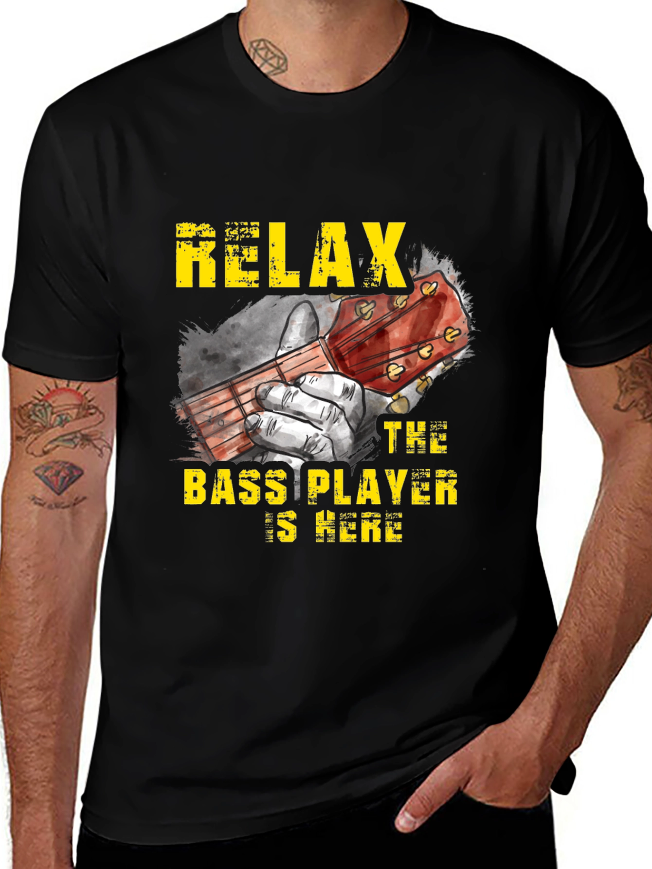 Variant 7 of Relax Bass Player Graphic Tee - Musician T-Shirt