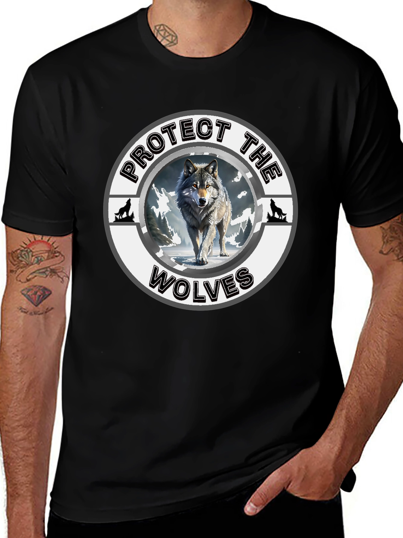 Variant 11 of Protect the Wolves T-Shirt - Wildlife Conservation Tee