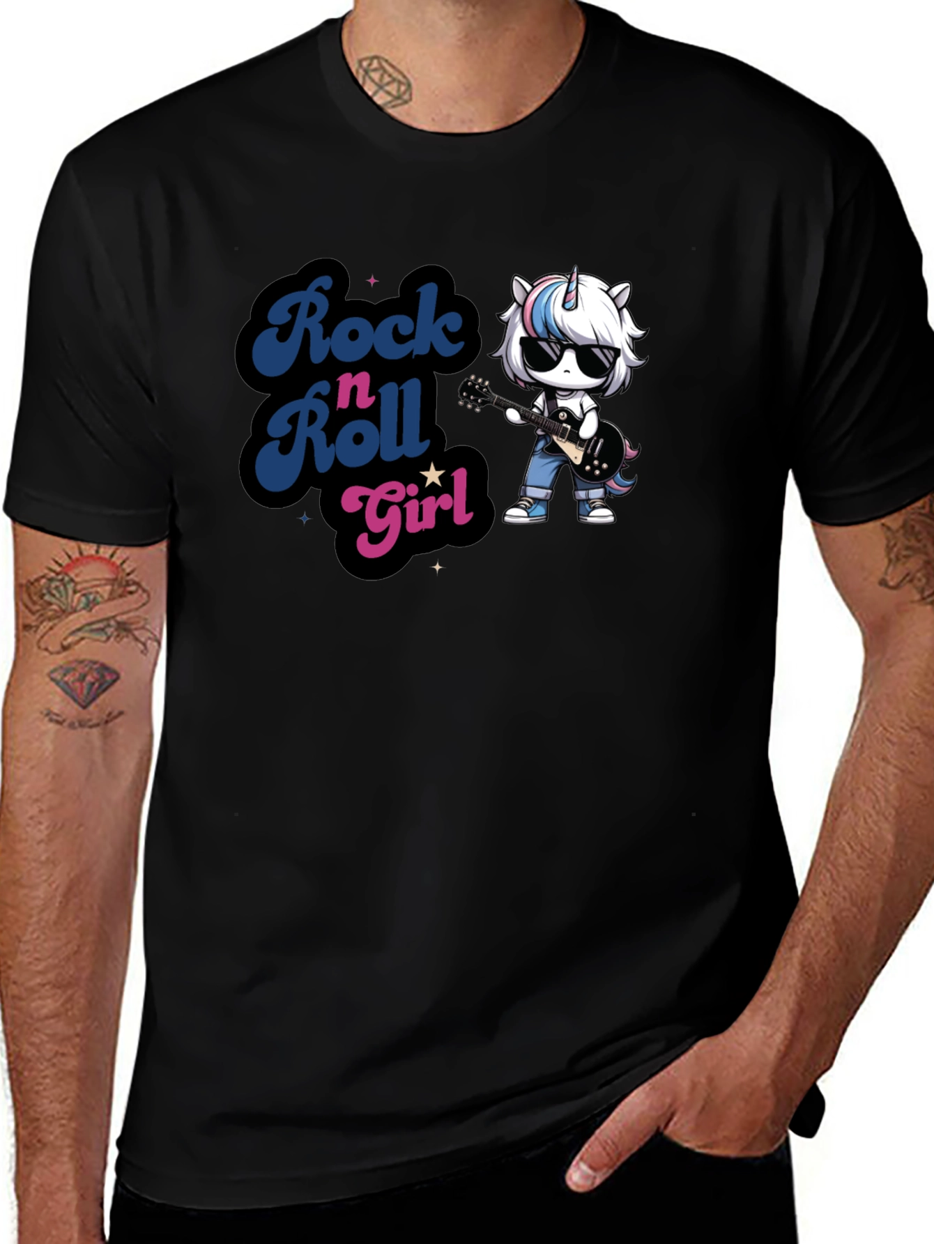 Variant 17 of Rock n Roll Unicorn Girl T-Shirt