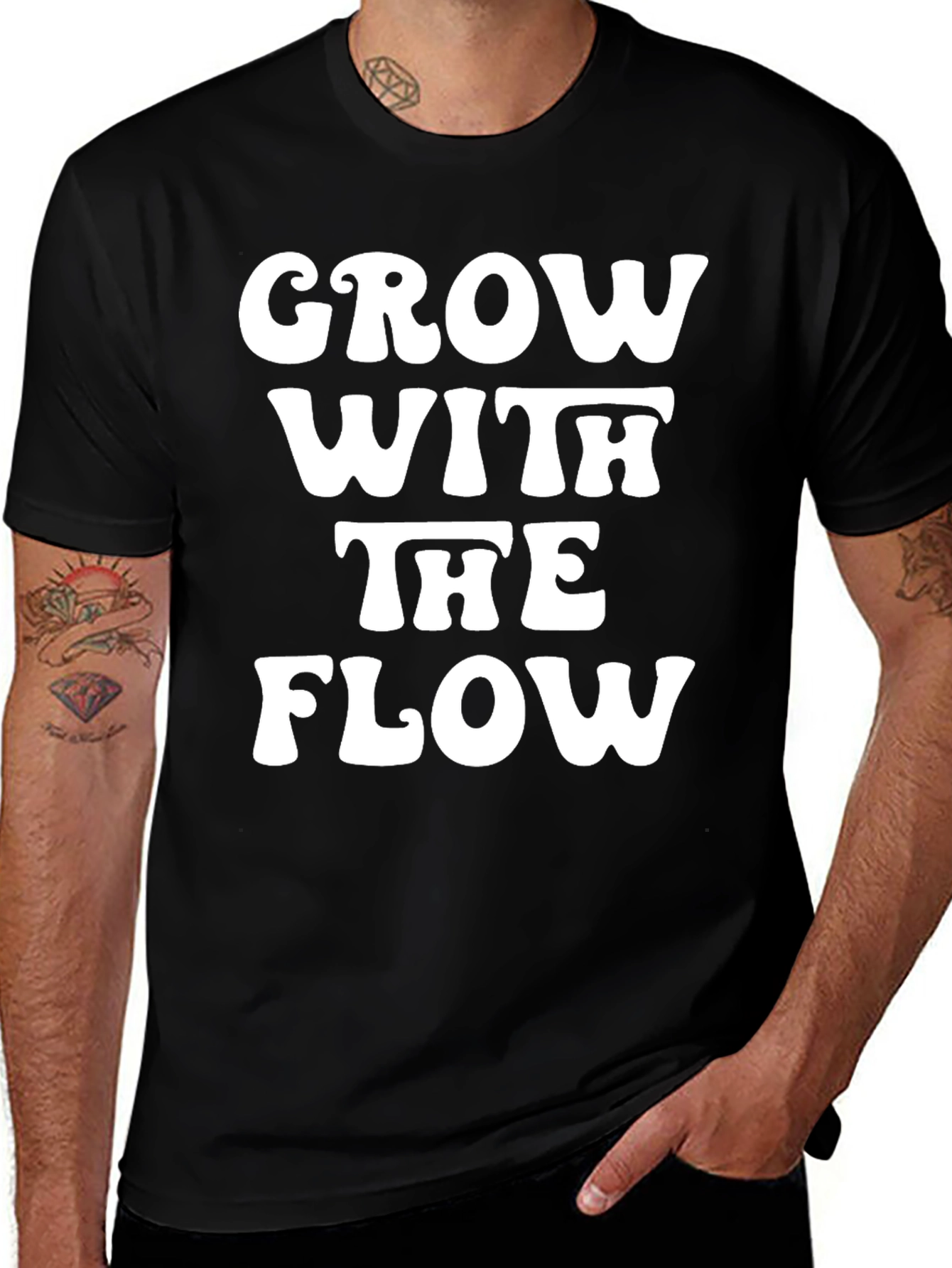 Variant 17 of Grow With The Flow Graphic Tee - Black Cotton Blend