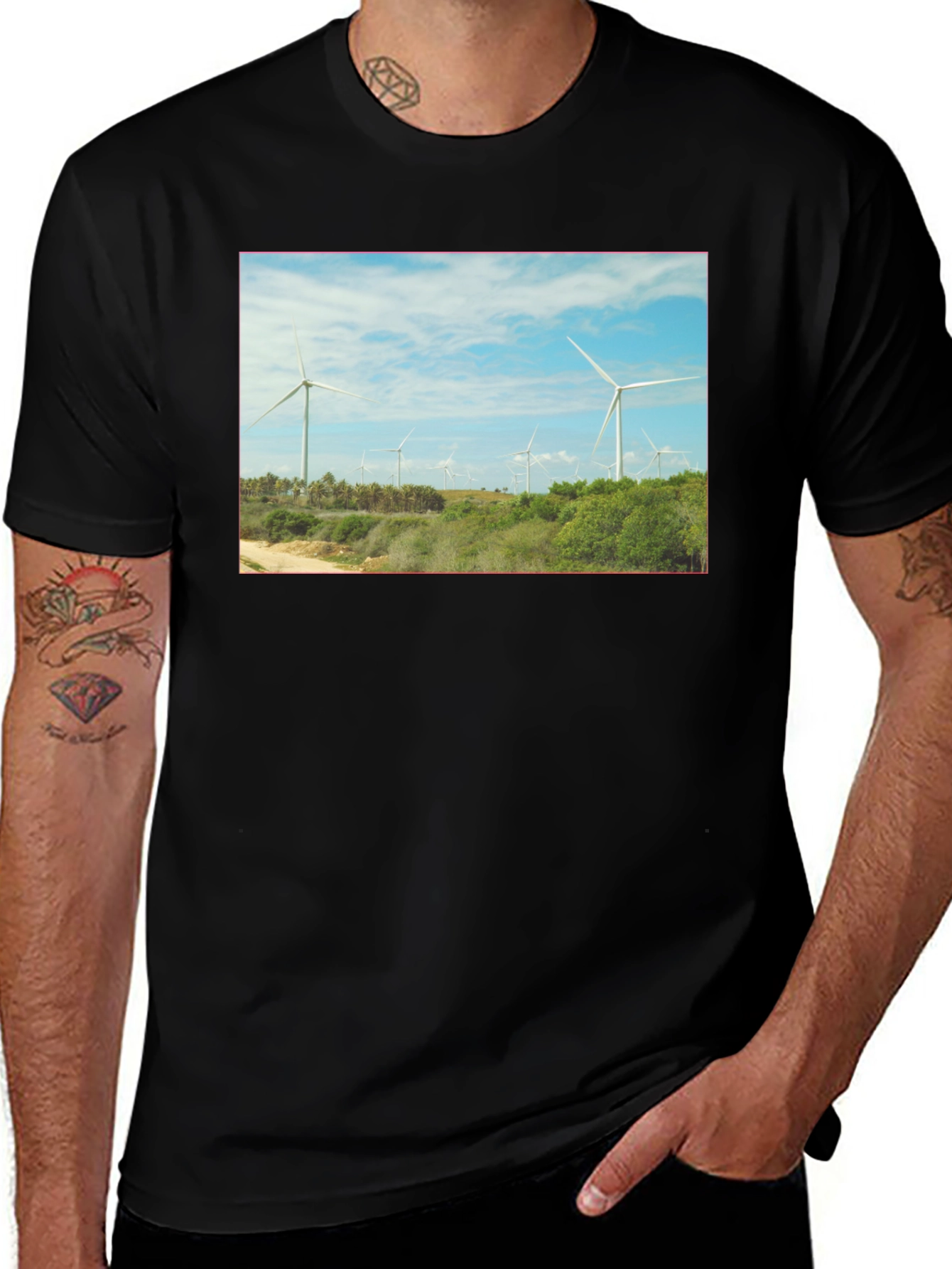 Variant 3 of Wind Turbine Graphic Tee - Eco-Friendly Style