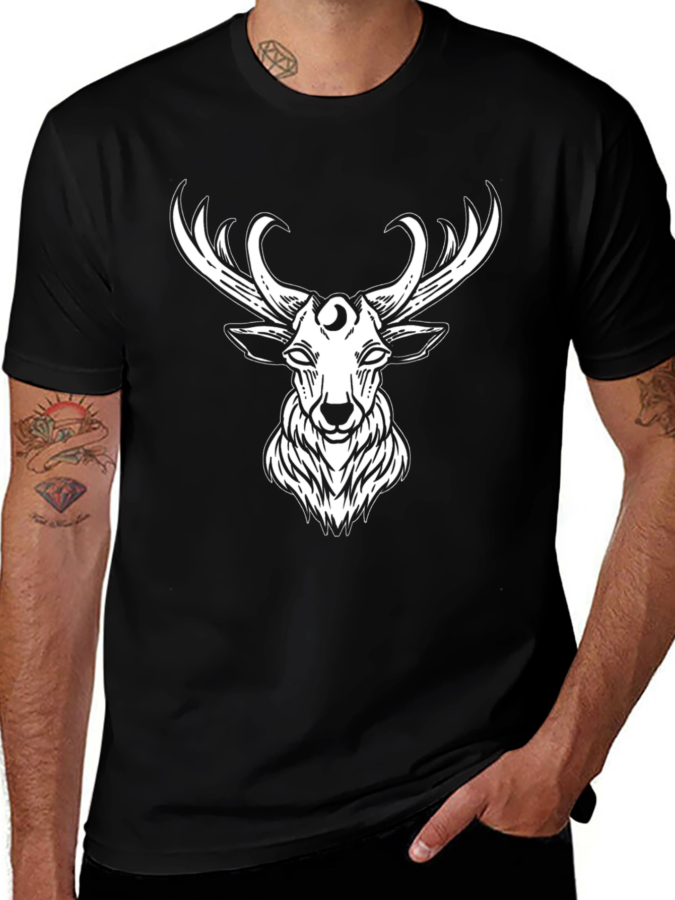 Variant 17 of Mystic Deer Graphic T-Shirt - Black