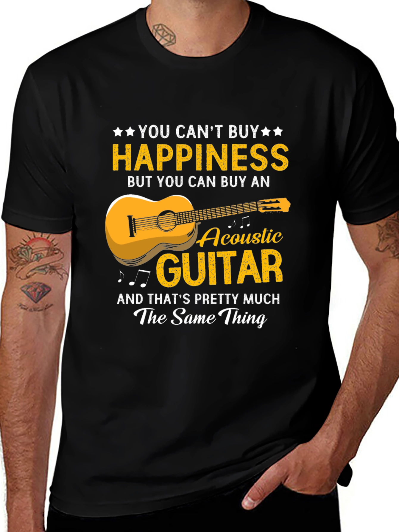 Variant 2 of Happiness Acoustic Guitar T-Shirt