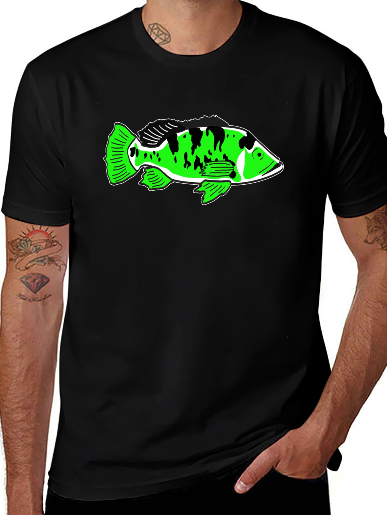 Variant 14 of Cool Graphic T-Shirt with Green Fish Design