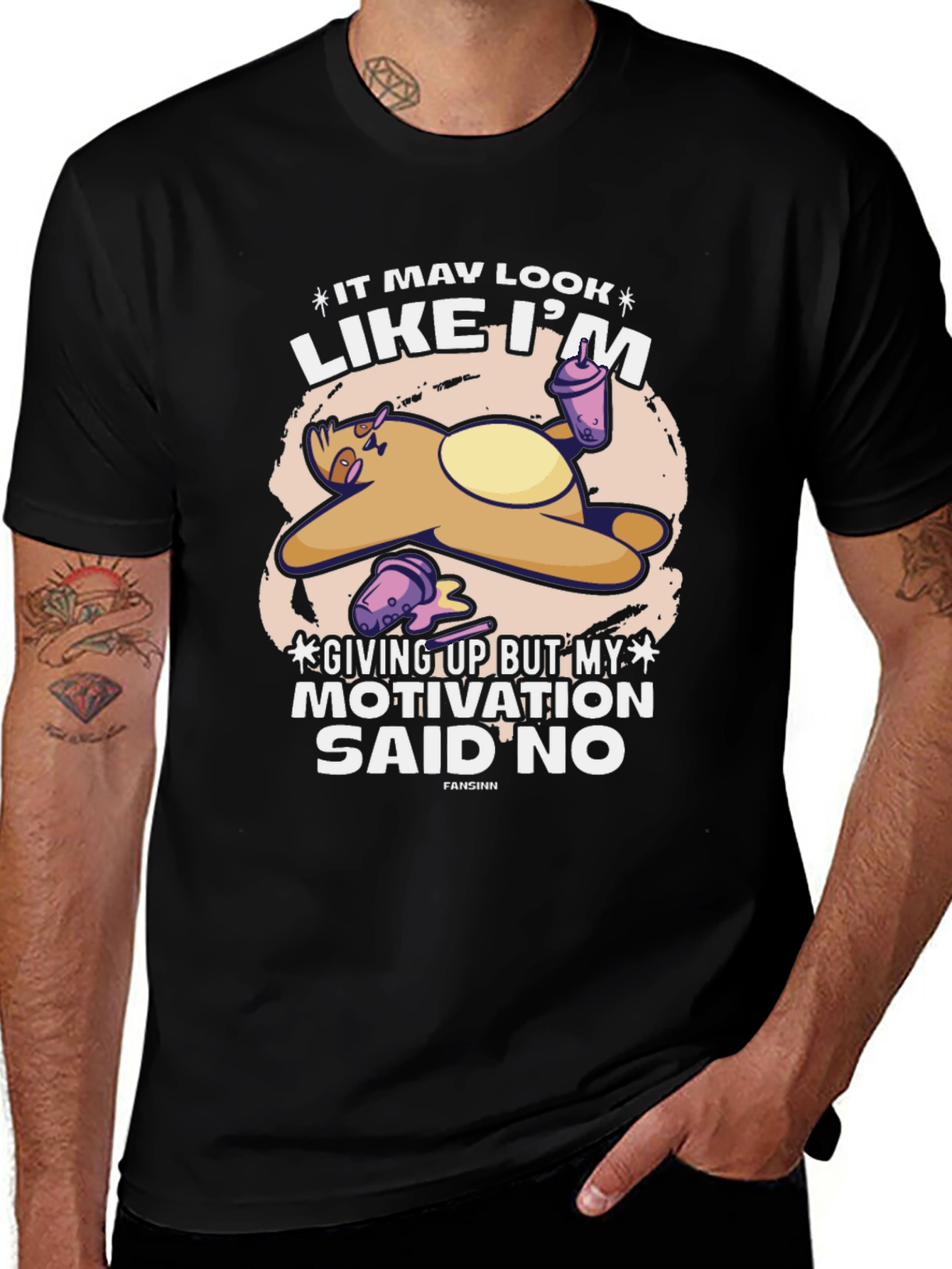 Variant 13 of Lazy Sloth T-Shirt - "Motivation Said No"