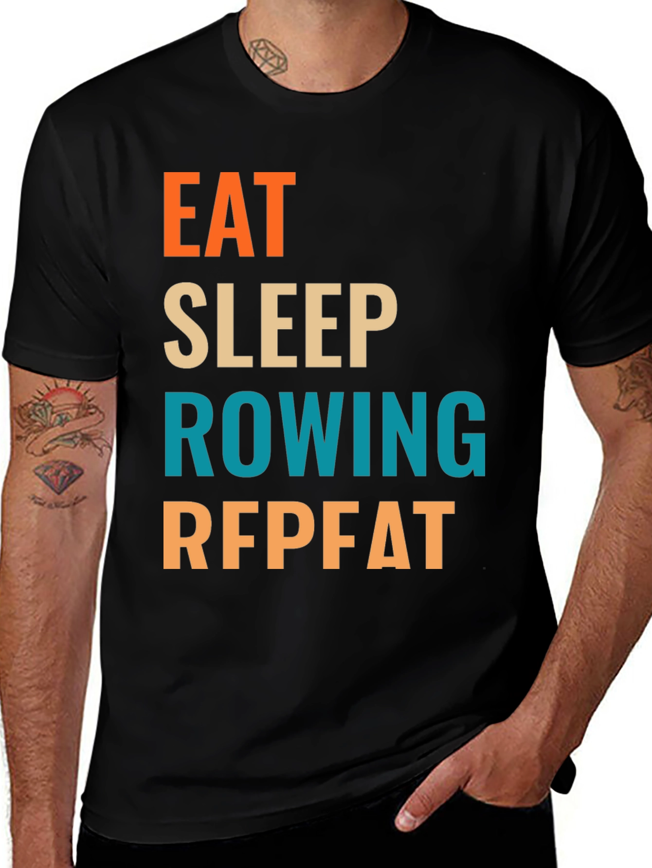 Variant 23 of Eat Sleep Rowing Repeat T-Shirt | Rowing Fan Tee