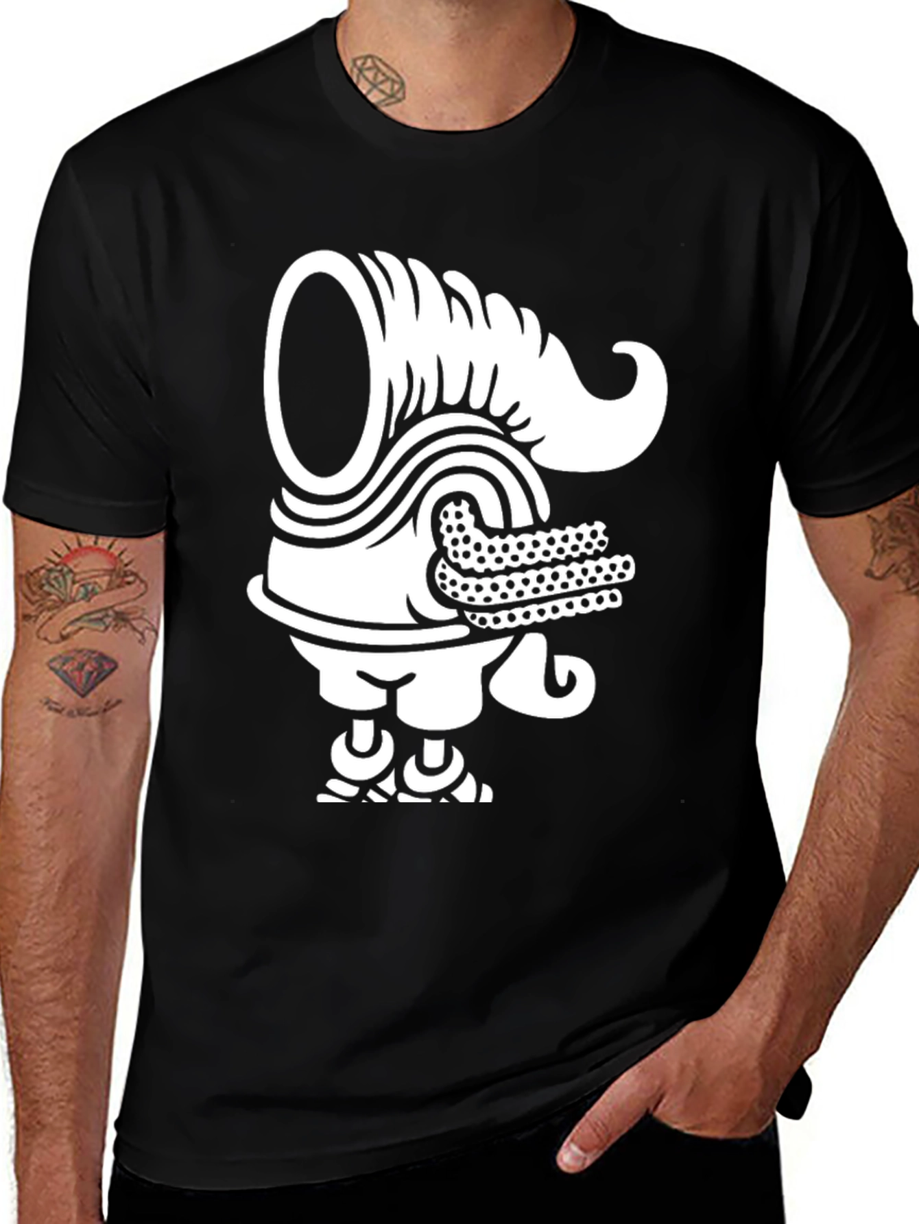 Variant 4 of Unique Graphic Tee - Black T-Shirt with White Design