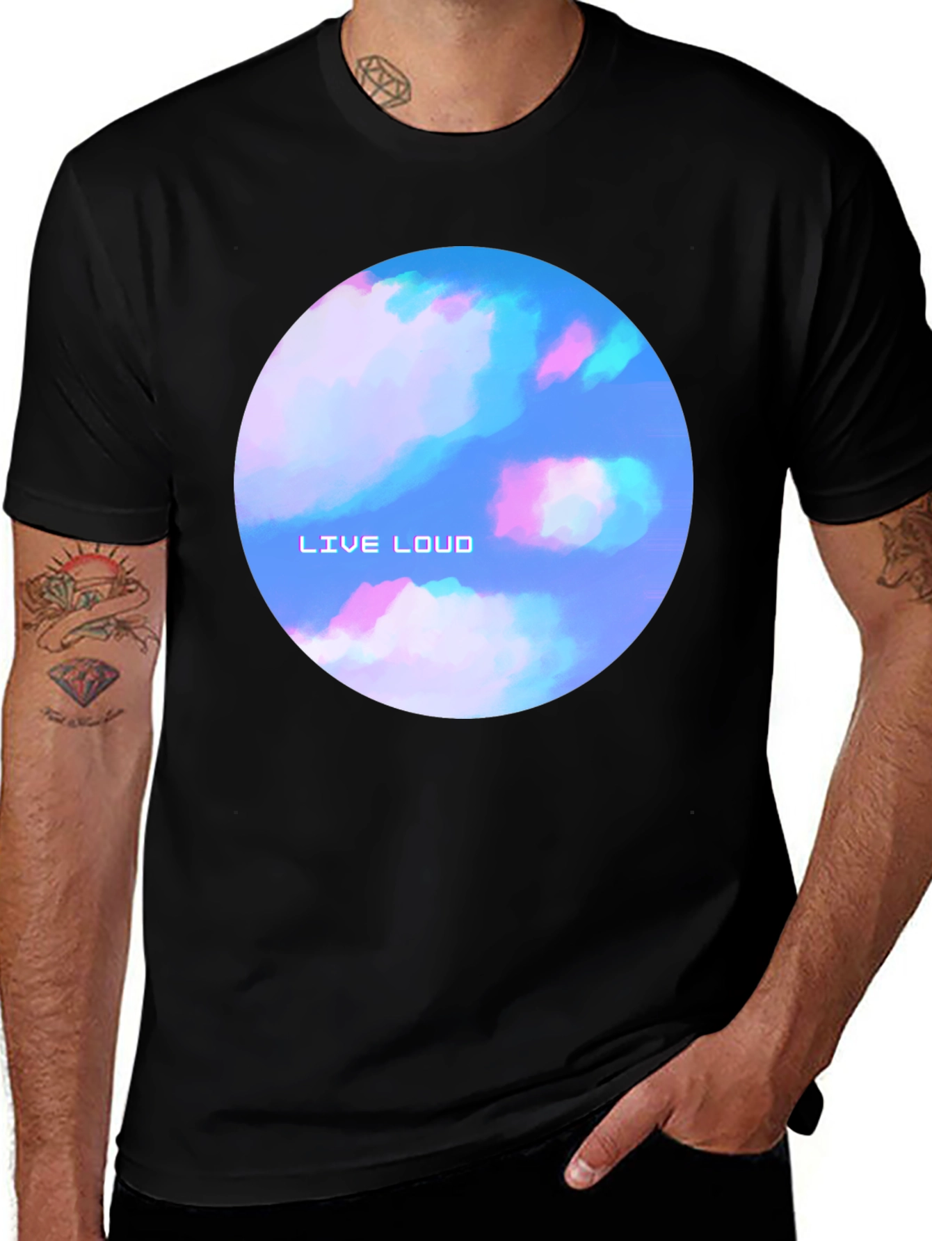 Variant 11 of Live Loud Graphic Print Black T-Shirt