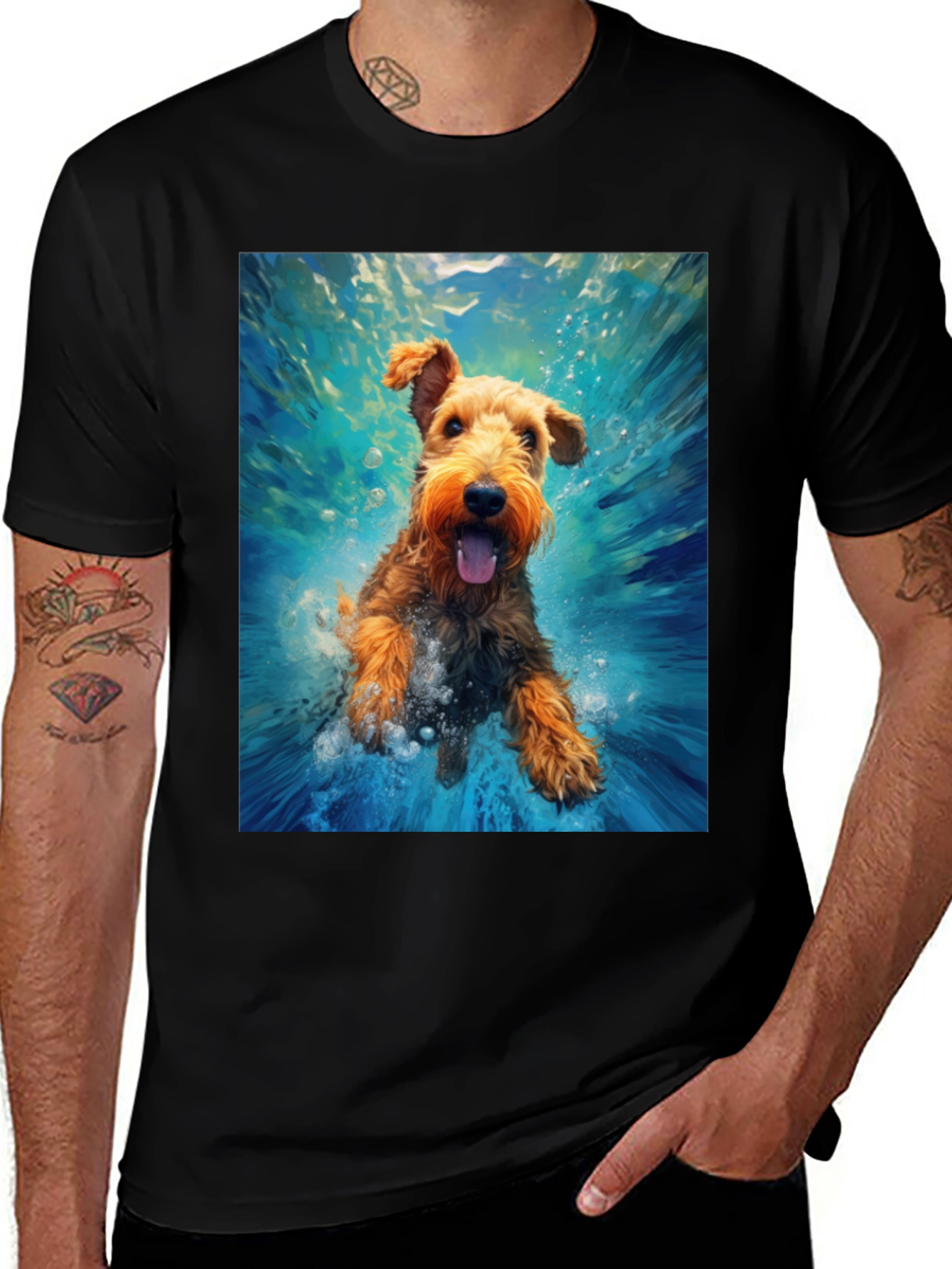 Variant 5 of Dog Underwater Graphic T-Shirt | Cool Pet Tee