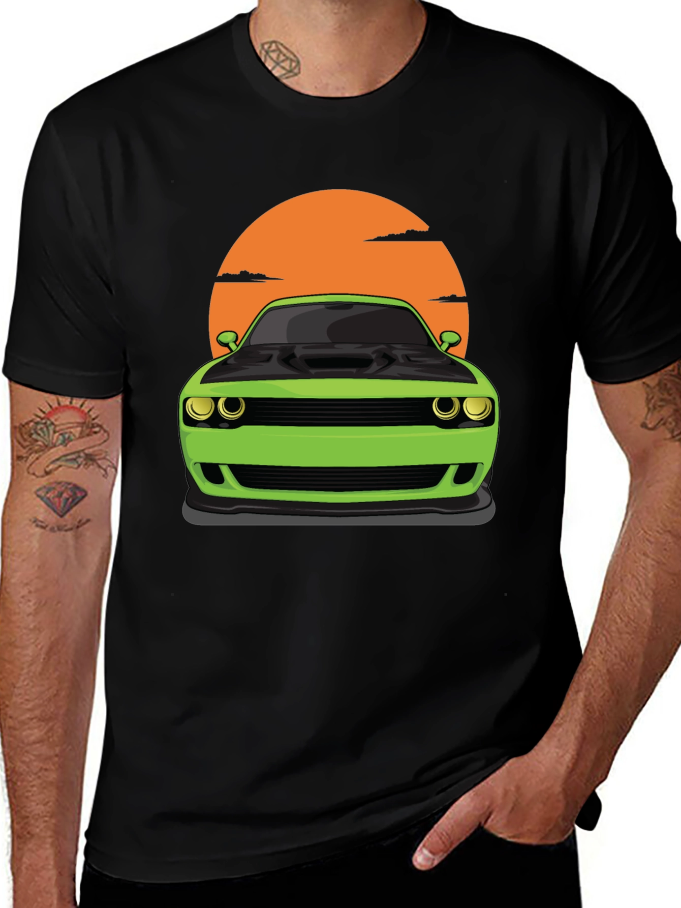 Variant 25 of Dodge Challenger Graphic Tee - Muscle Car Sunset T-Shirt