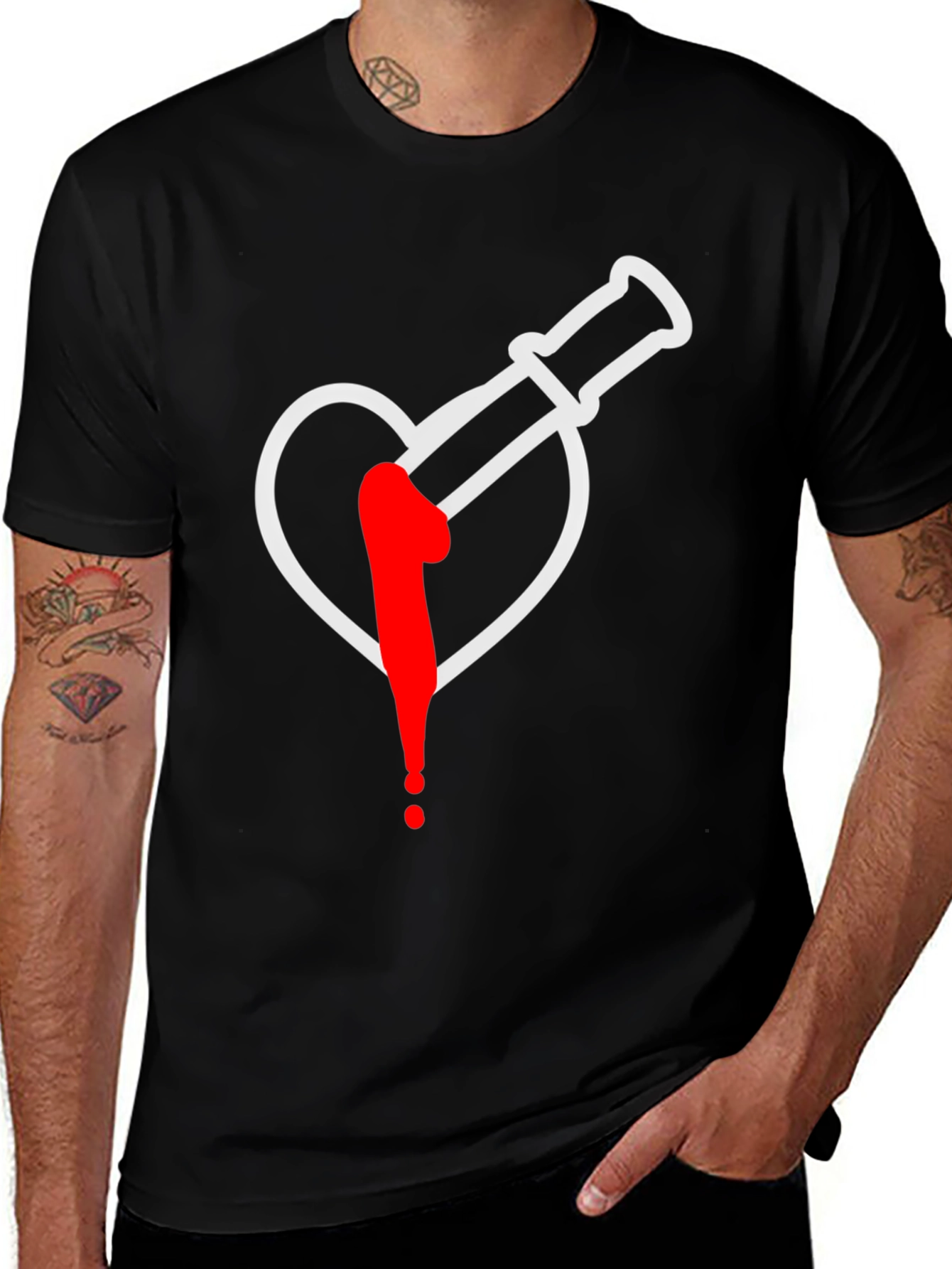 Black Heart Broken Syringe Graphic Tee main image