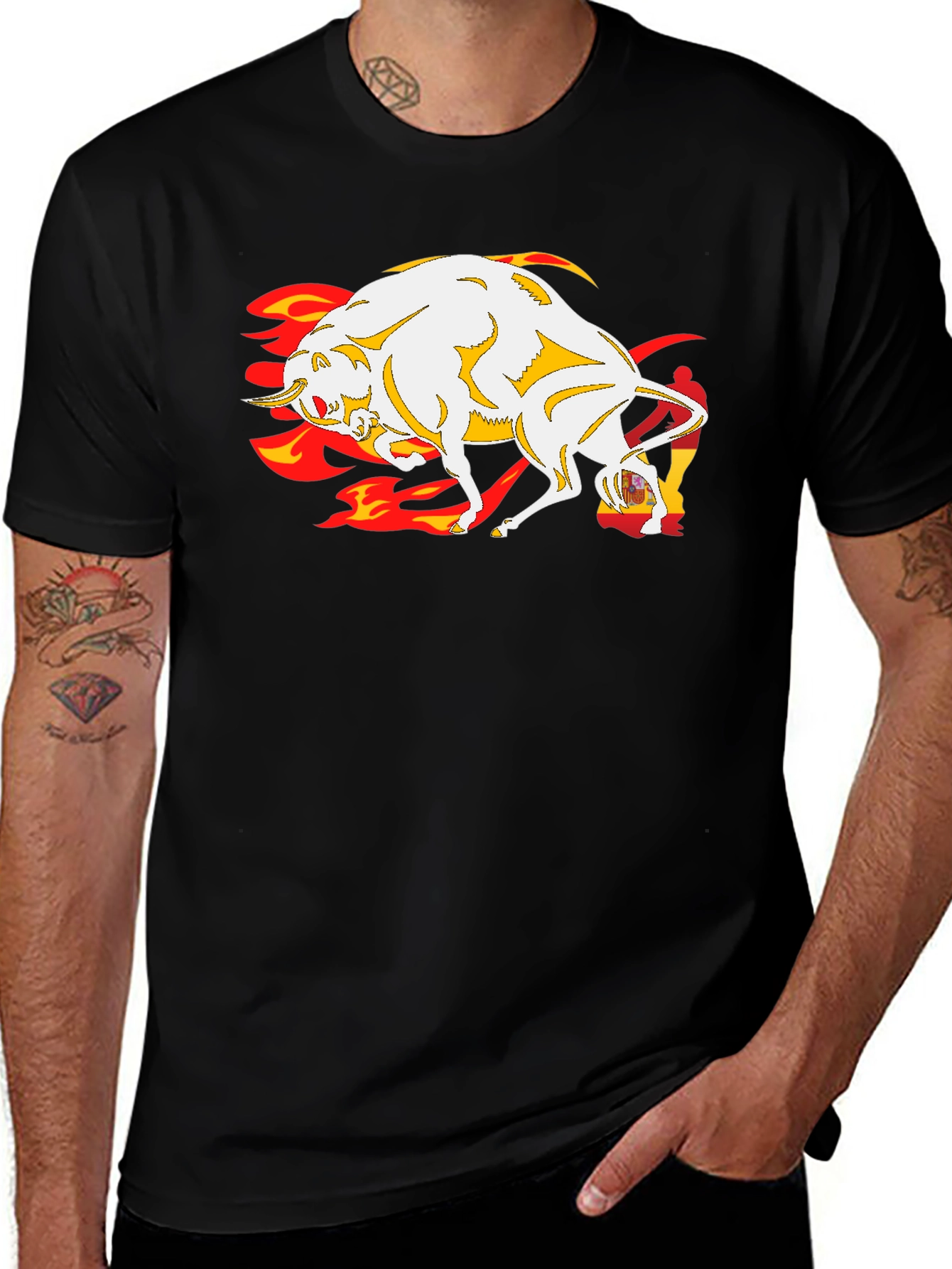 Variant 22 of Fiery Bull Graphic Tee - Bold Black T-Shirt