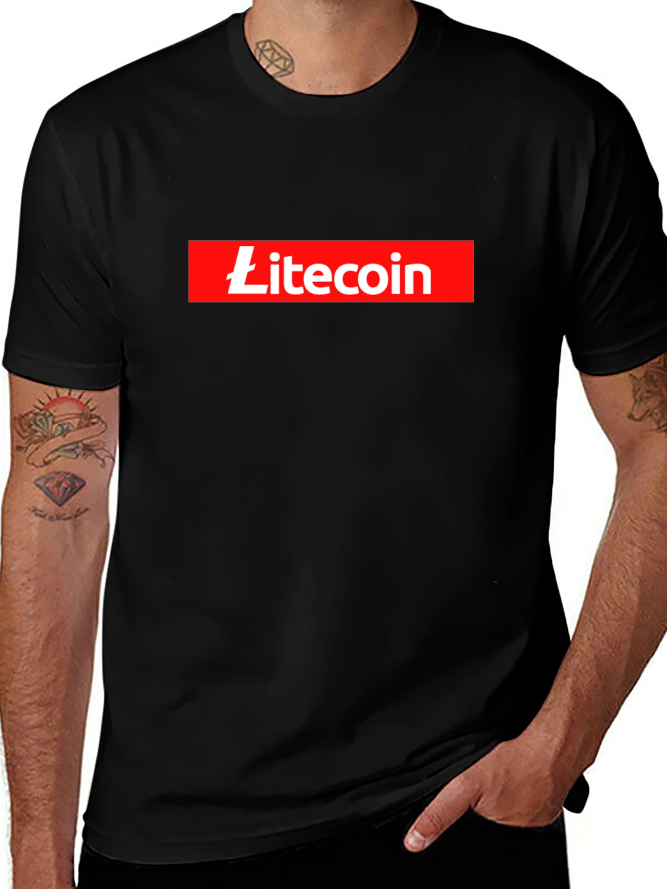 Variant 24 of Litecoin Box Logo Black T-Shirt Crypto Currency Tee
