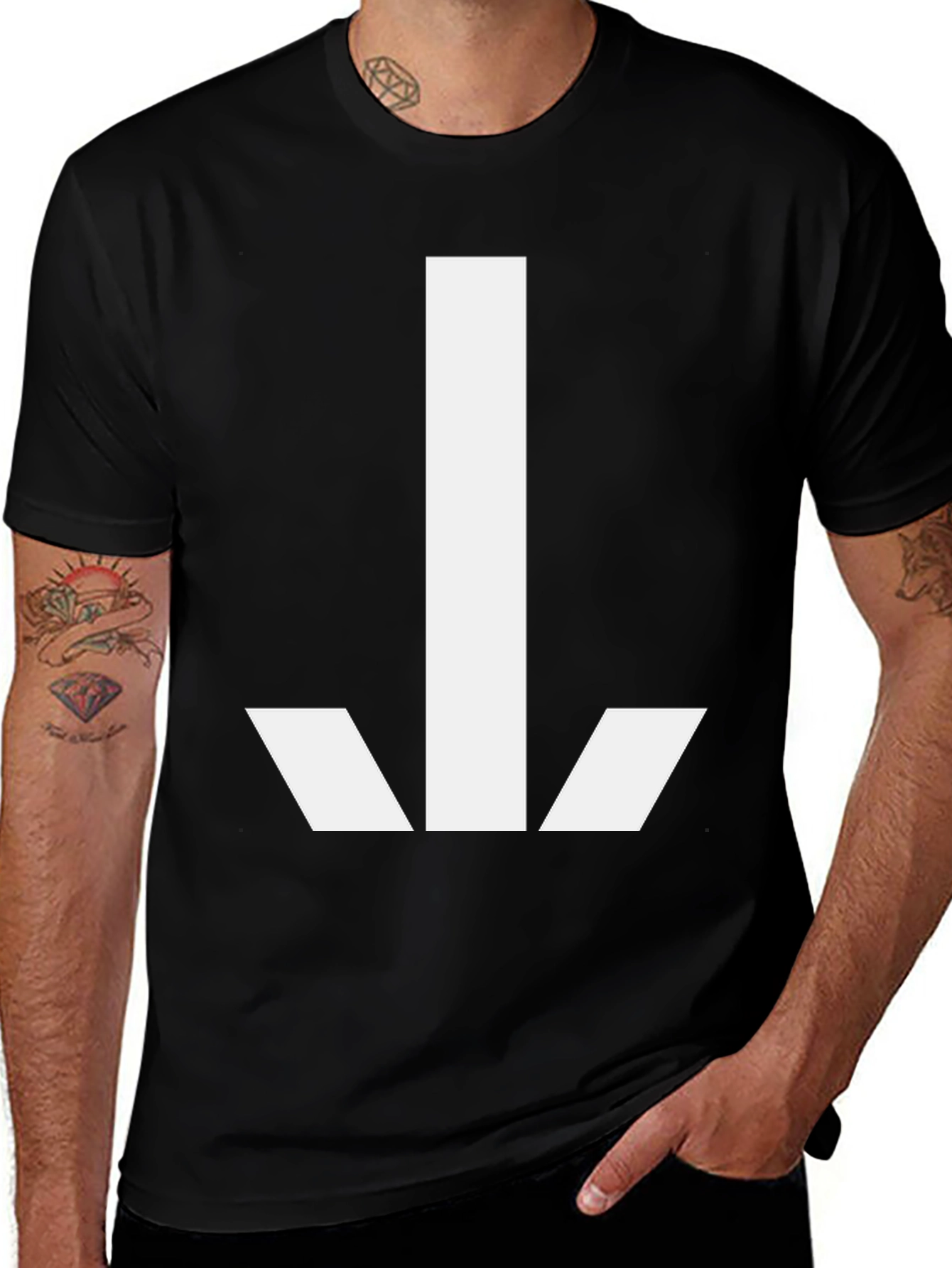 Variant 21 of Modern Graphic Tee - Bold White Arrow Design on Black