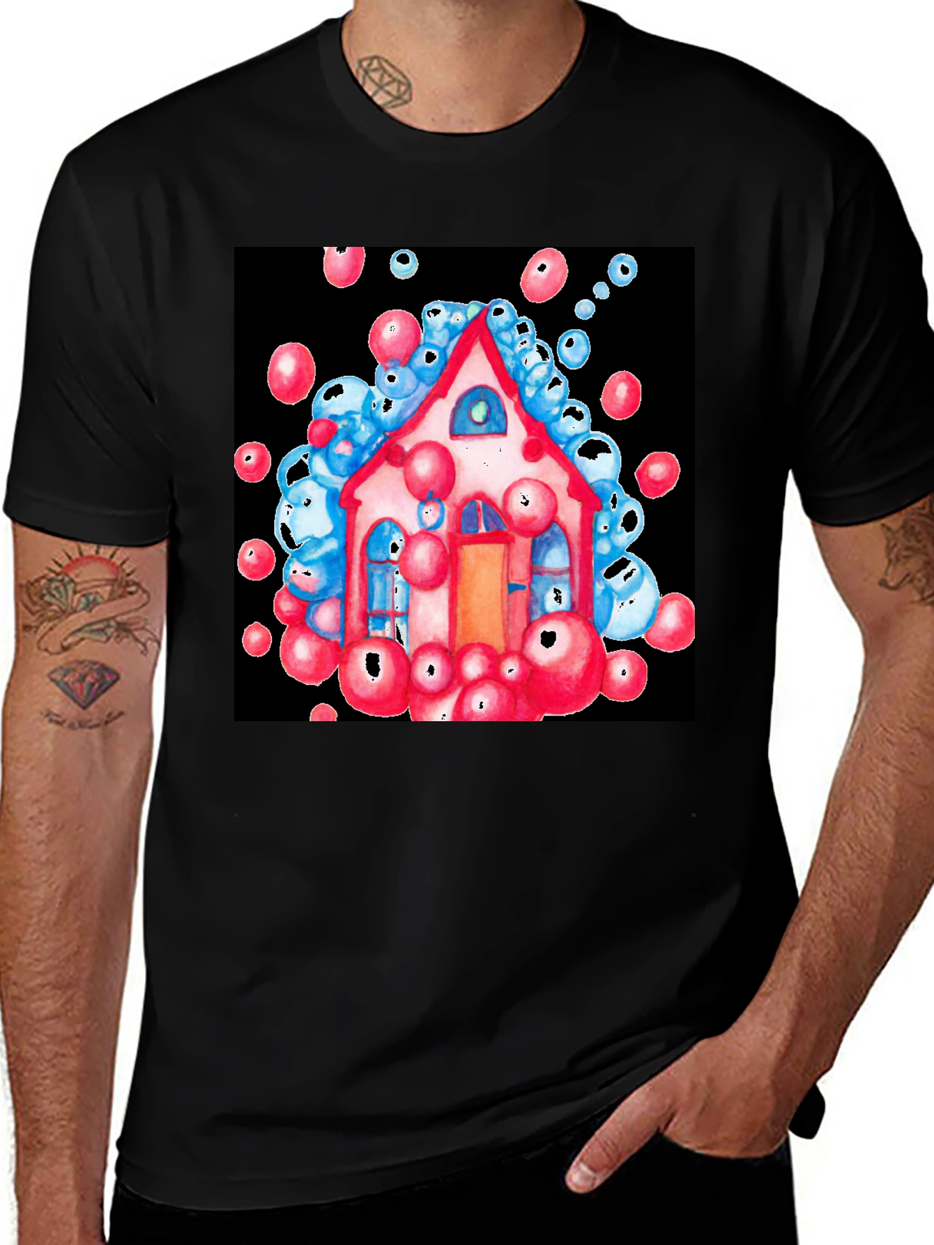 Variant 15 of Whimsical House Bubble Art T-Shirt
