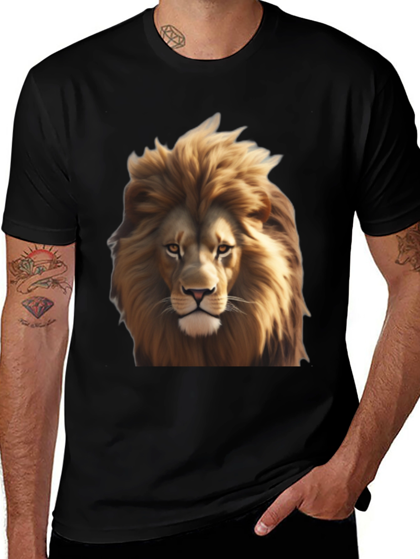 Variant 27 of Majestic Lion Graphic Black T-Shirt