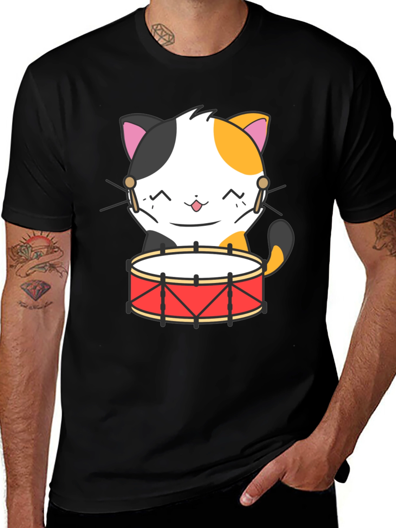 Variant 6 of Cat Drummer Graphic T-Shirt