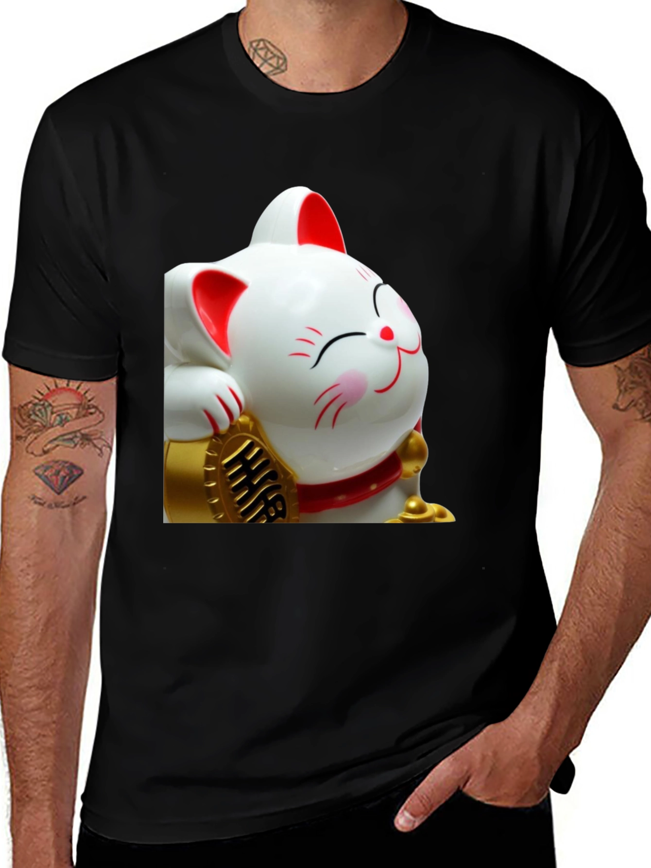 Variant 12 of Lucky Cat Graphic Tee - Comfort Fit