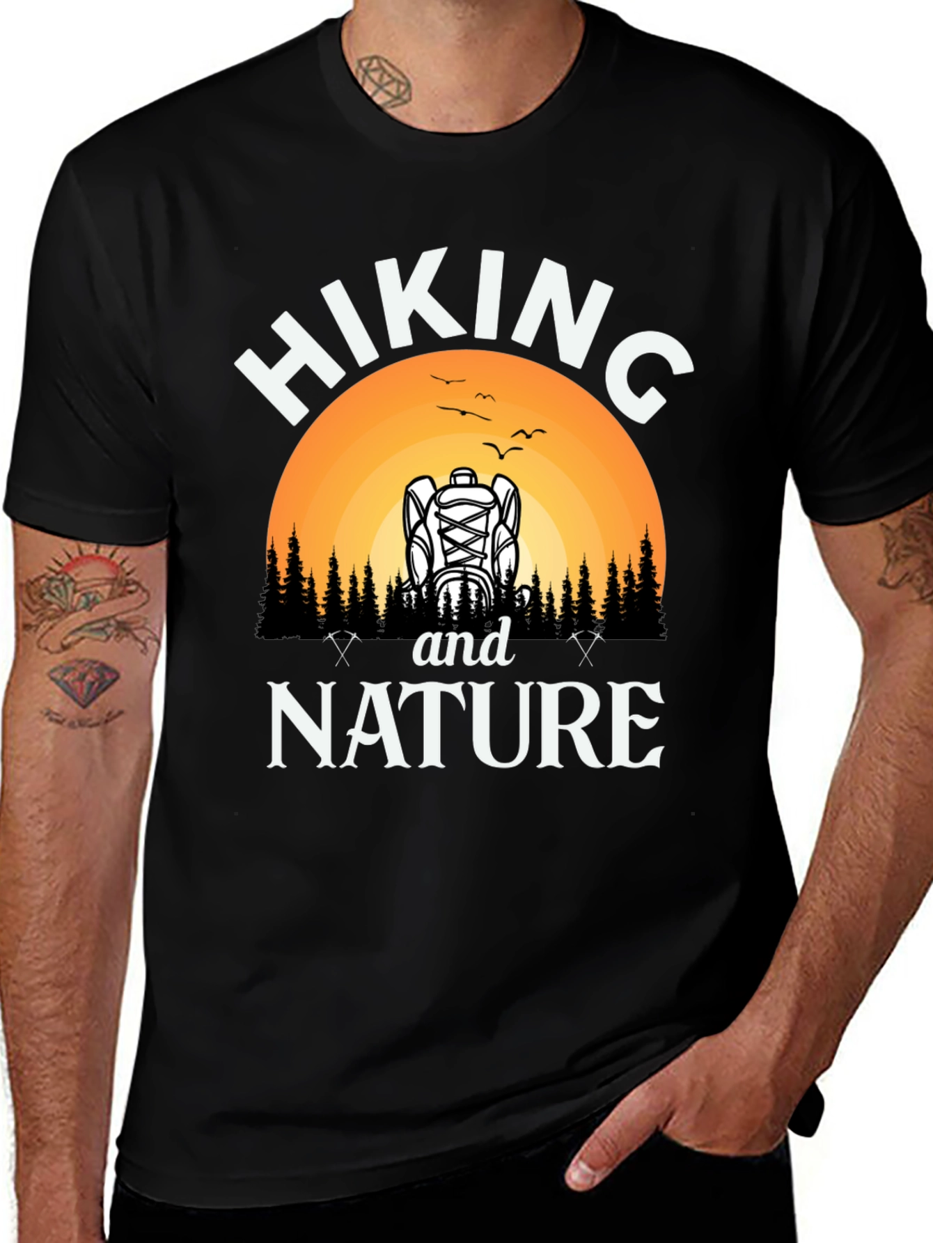 Hiking and Nature Black Graphic T-Shirt