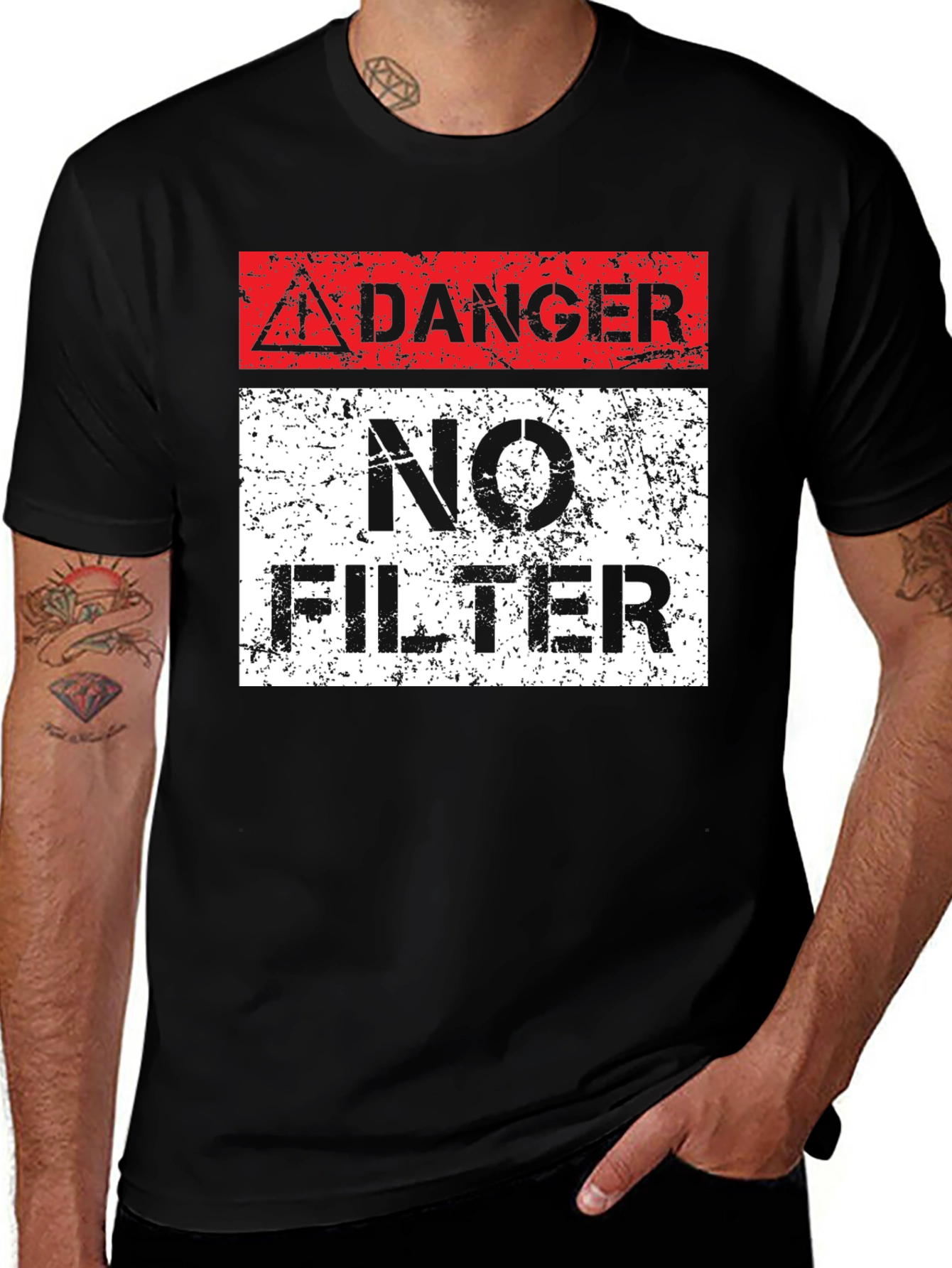 Variant 20 of Danger No Filter Graphic T-Shirt - Black