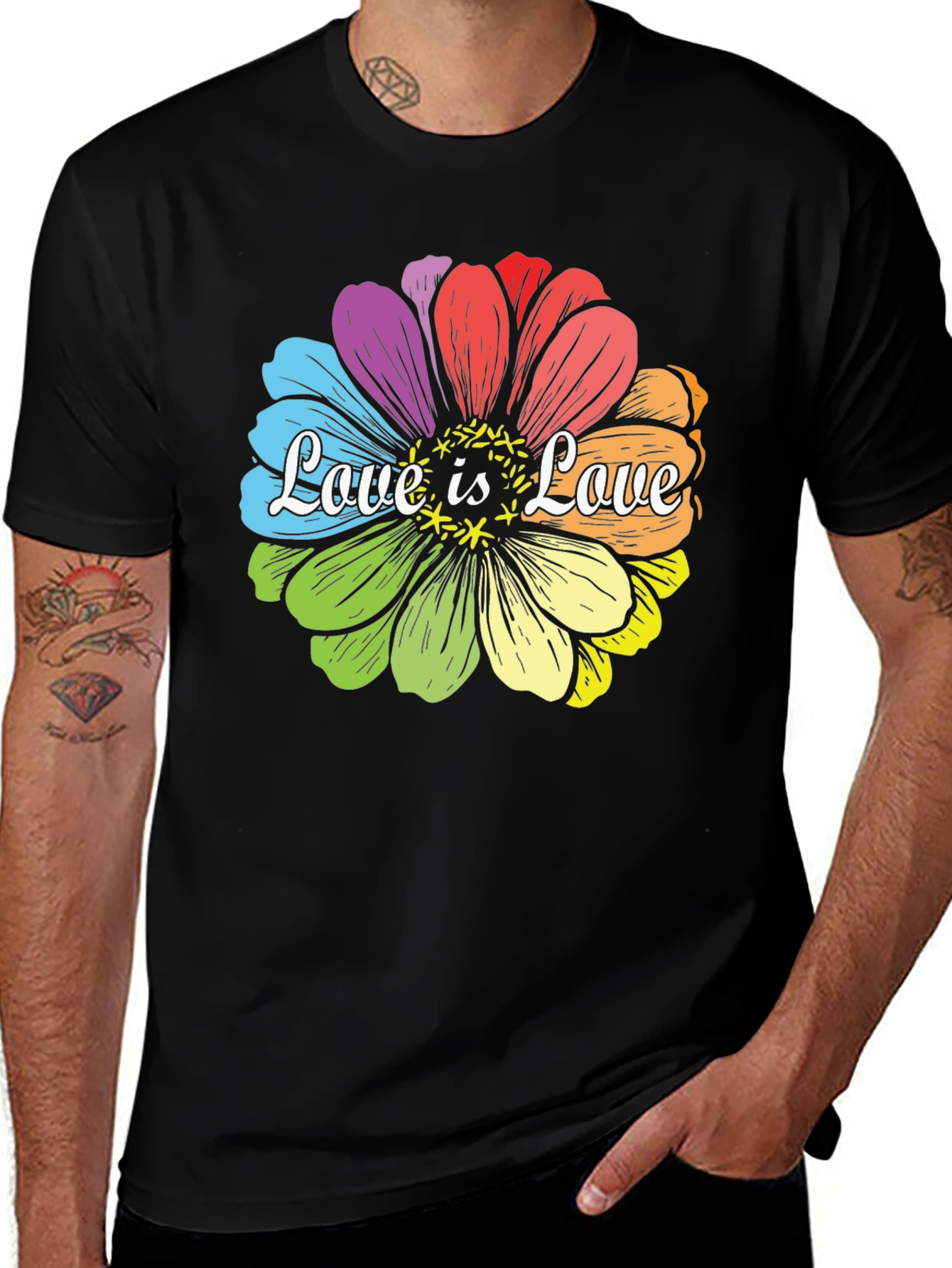 Variant 14 of Love is Love Rainbow Flower Graphic T-Shirt