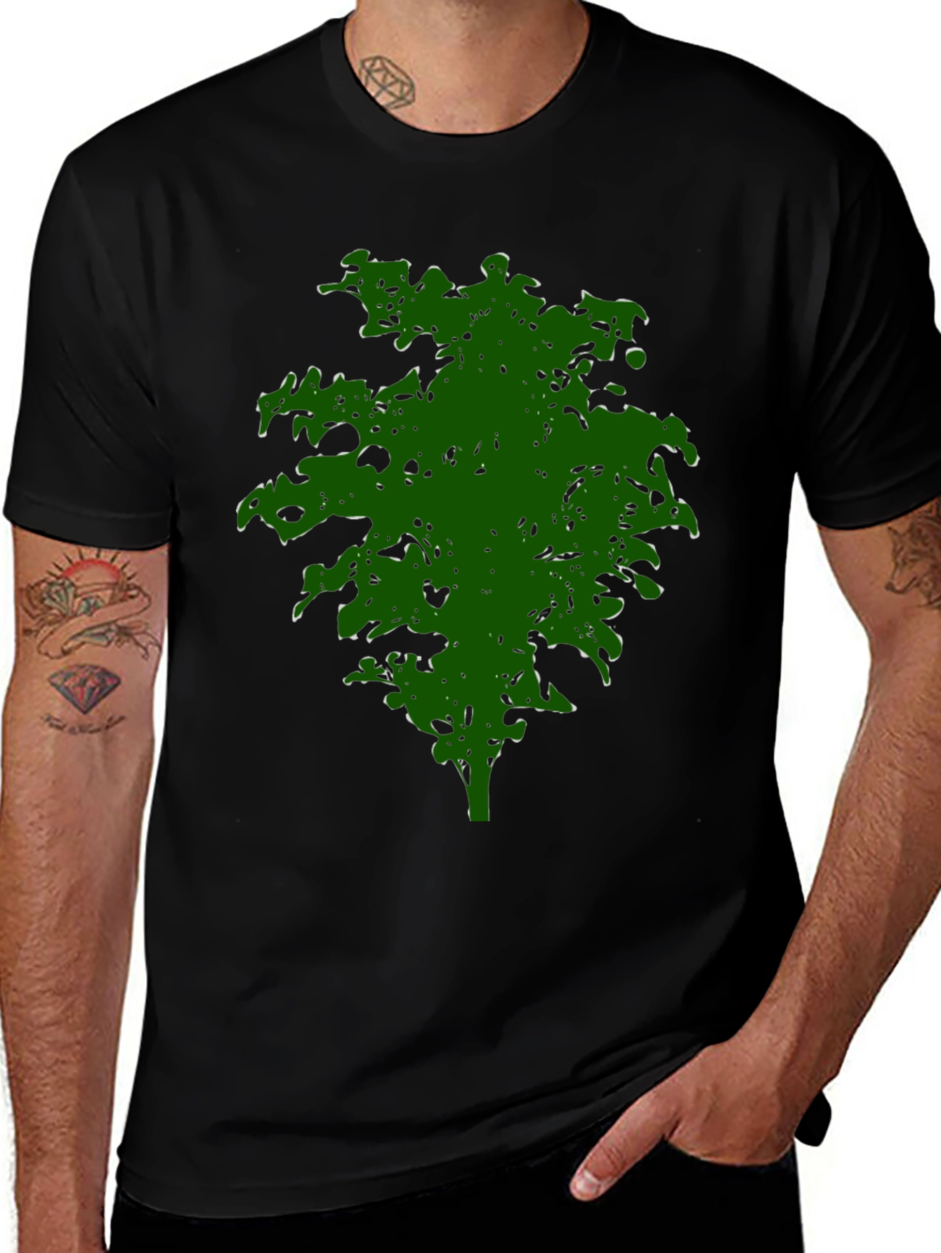 Variant 5 of Green Tree Graphic Black T-Shirt